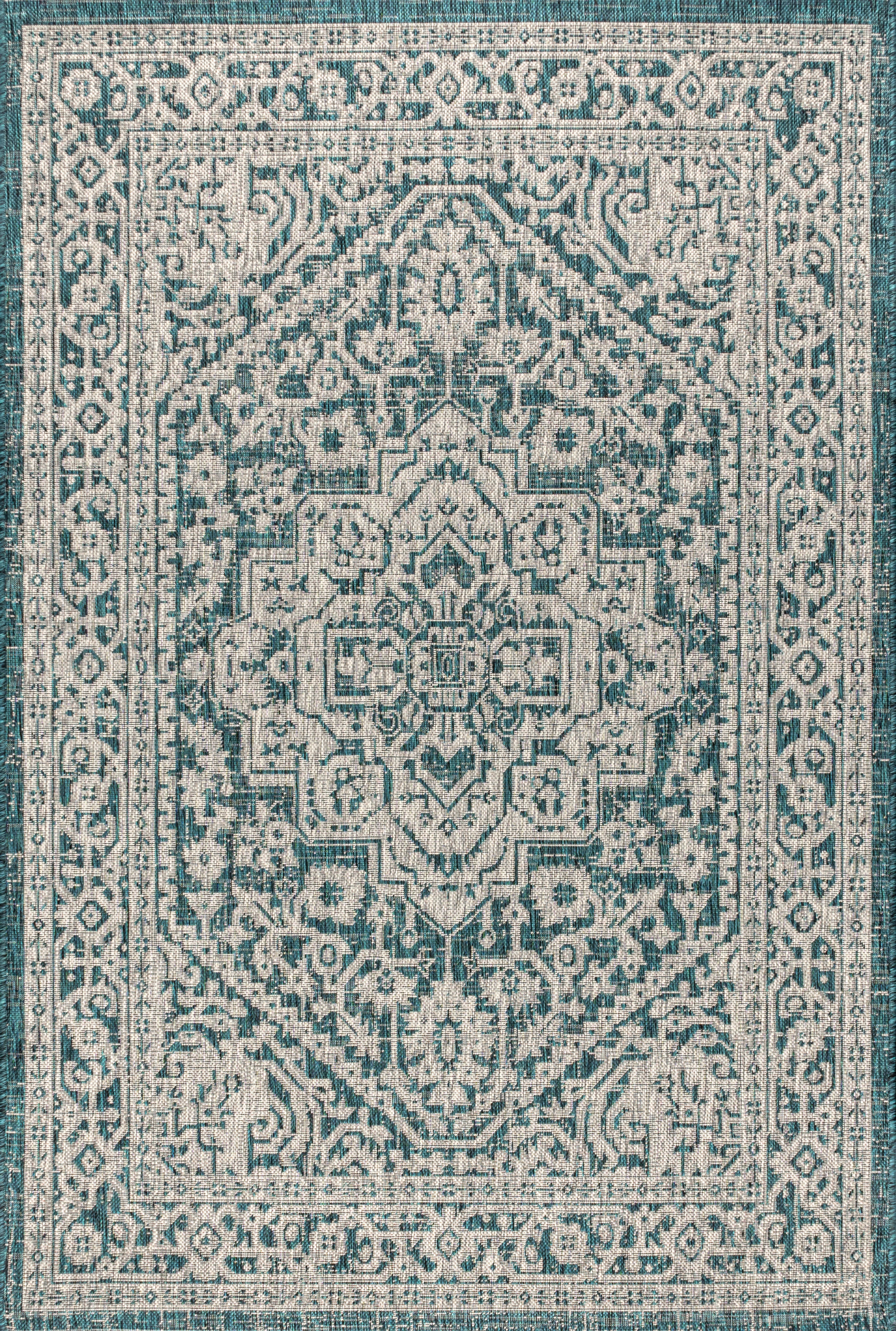 Sinjuri Medallion Textured Weave Indoor/Outdoor Area Rug