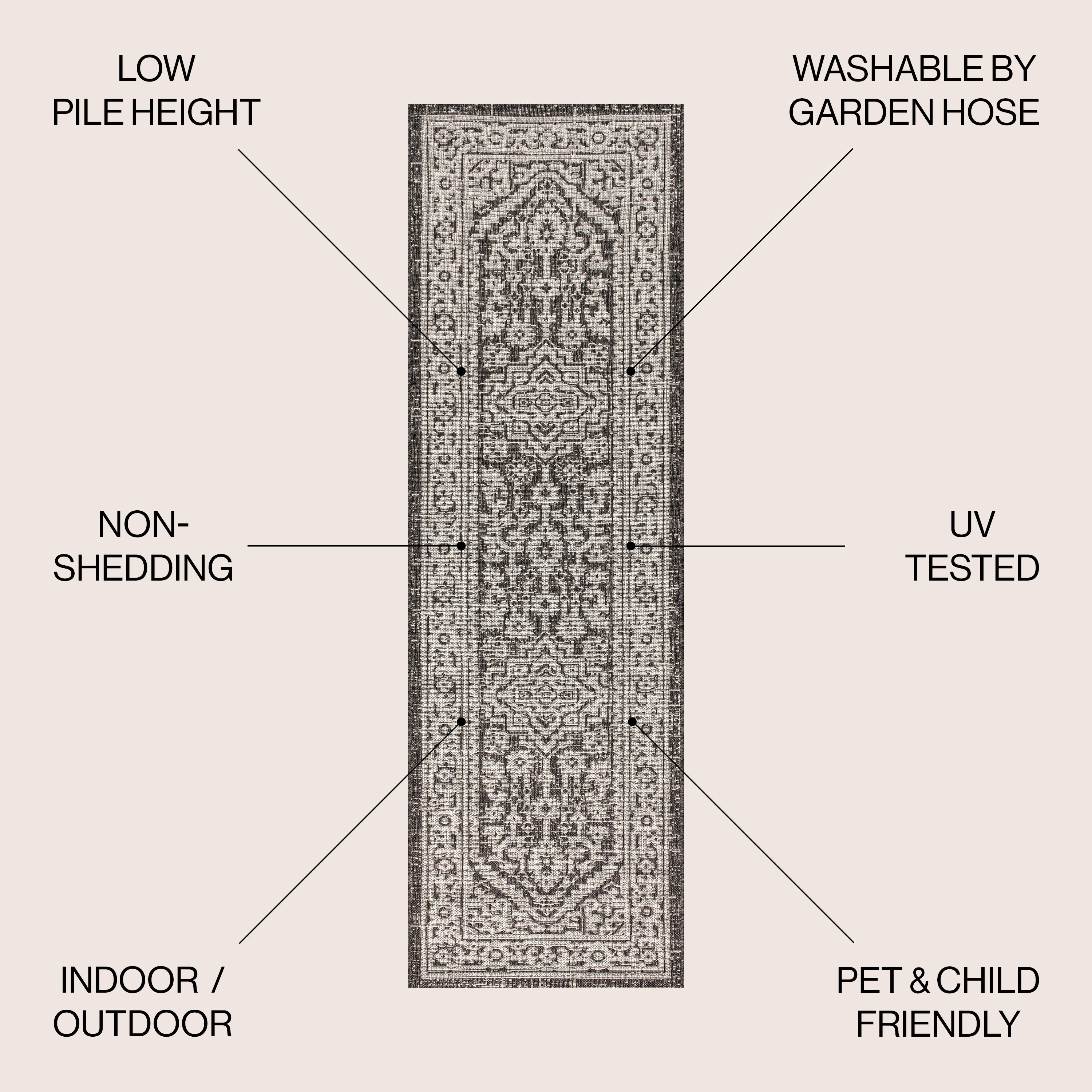 Sinjuri Medallion Textured Weave Indoor/Outdoor Area Rug