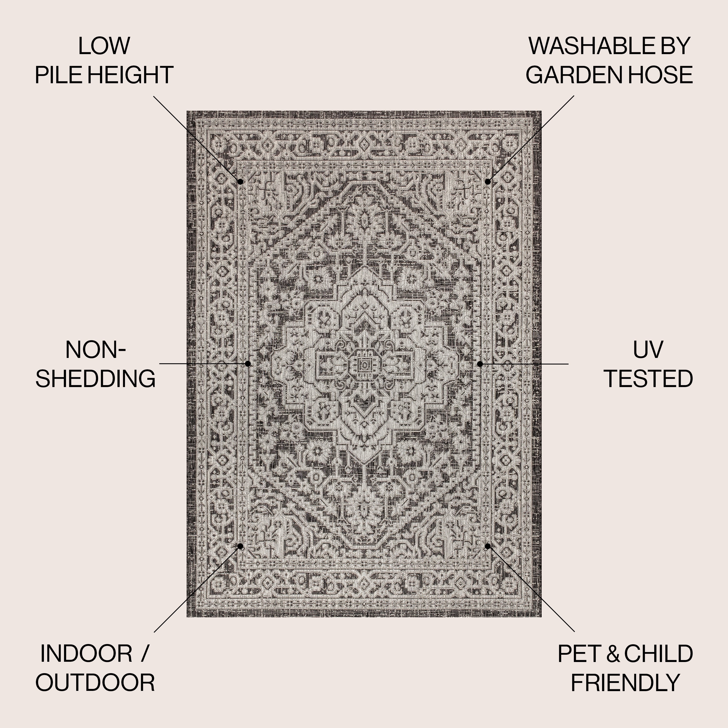 Sinjuri Medallion Textured Weave Indoor/Outdoor Area Rug
