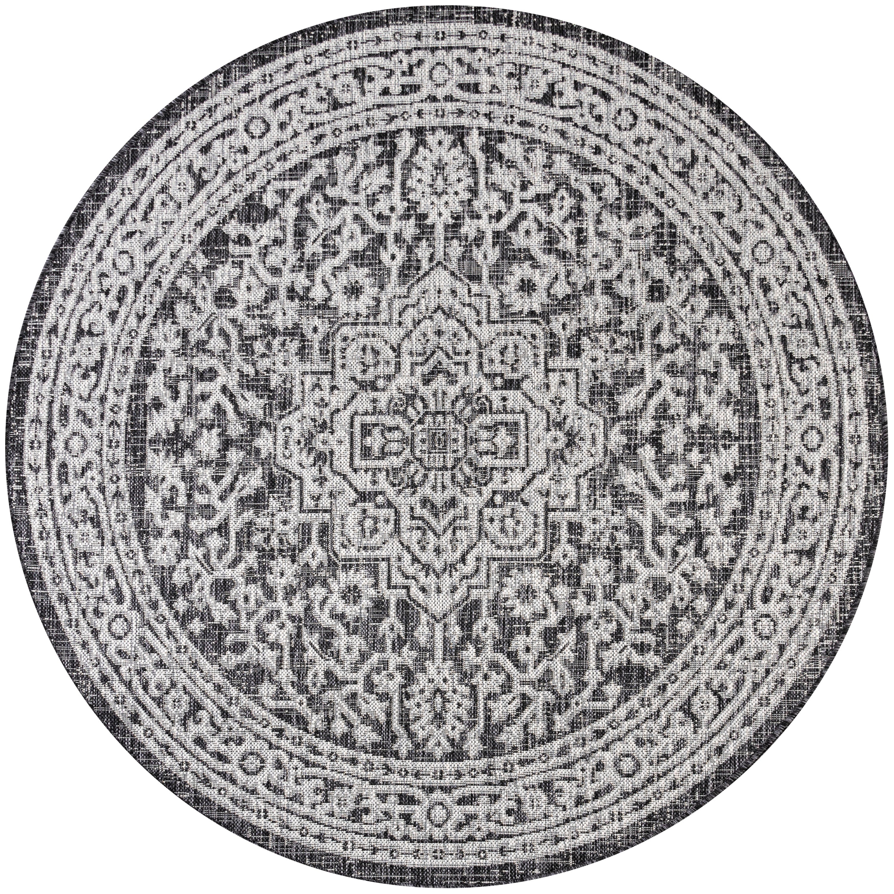 Sinjuri Medallion Textured Weave Indoor/Outdoor Area Rug