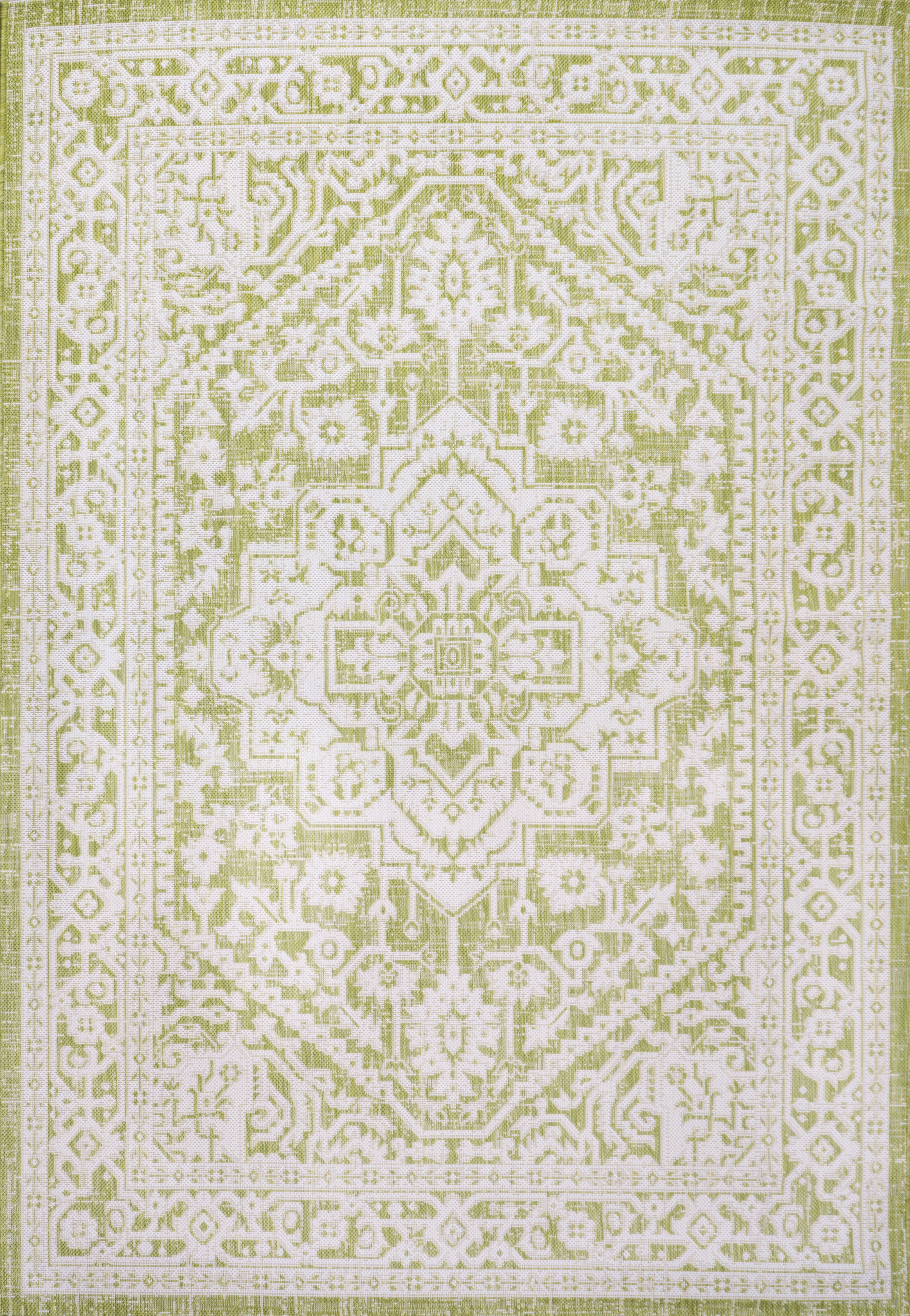 Sinjuri Medallion Textured Weave Indoor/Outdoor Area Rug