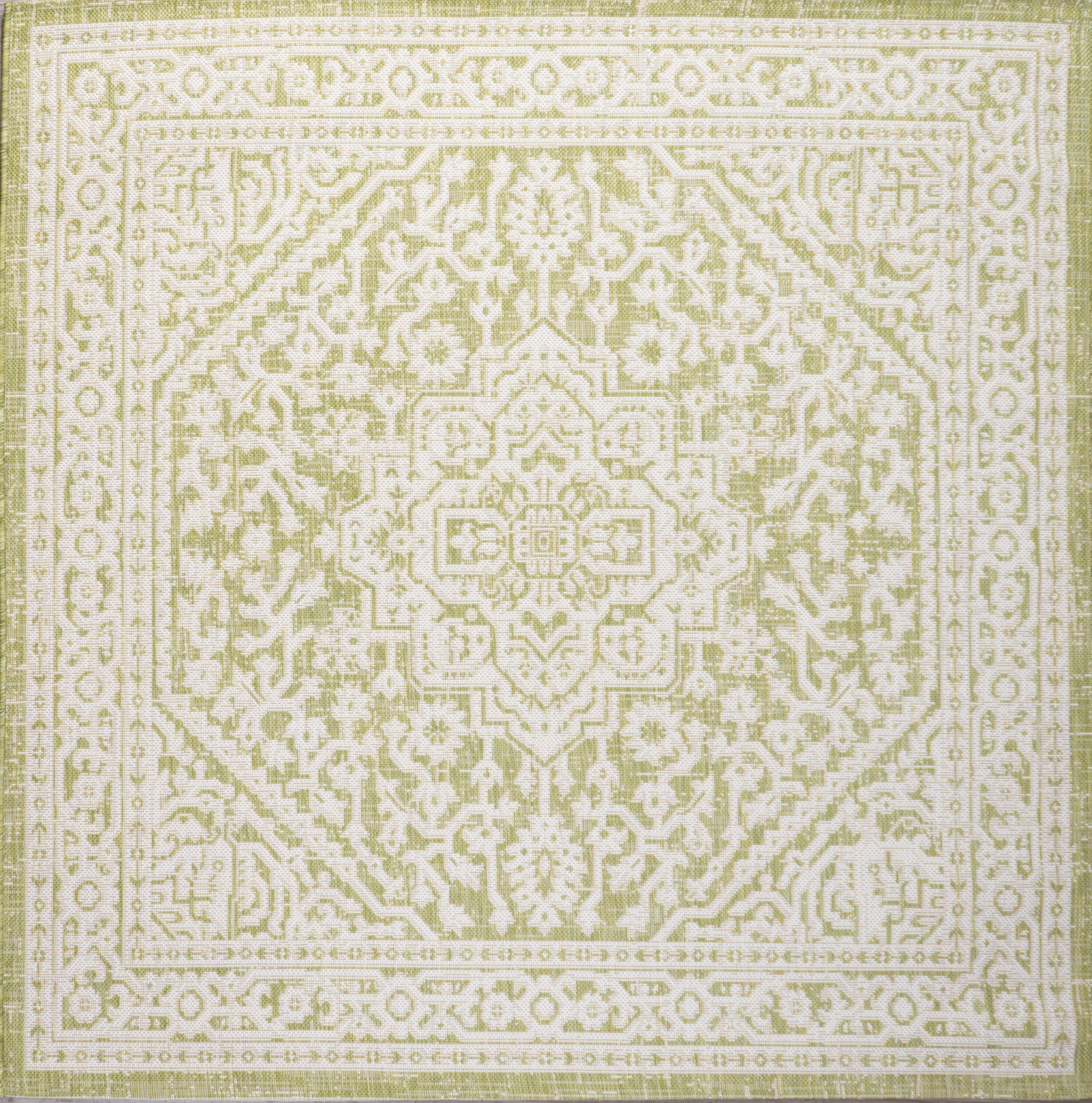 Sinjuri Medallion Textured Weave Indoor/Outdoor Area Rug