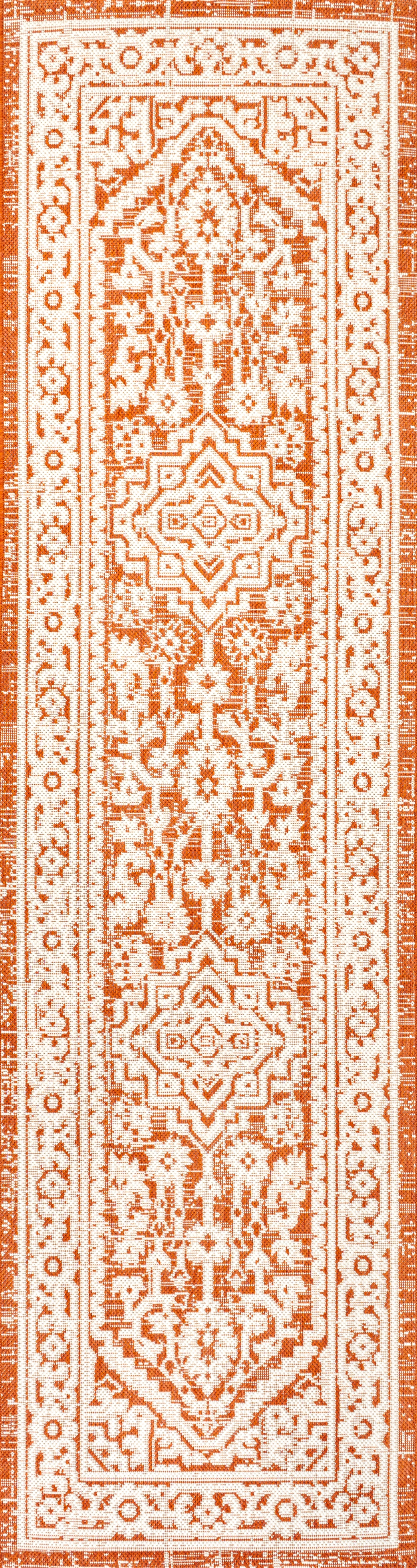 Sinjuri Medallion Textured Weave Indoor/Outdoor Area Rug