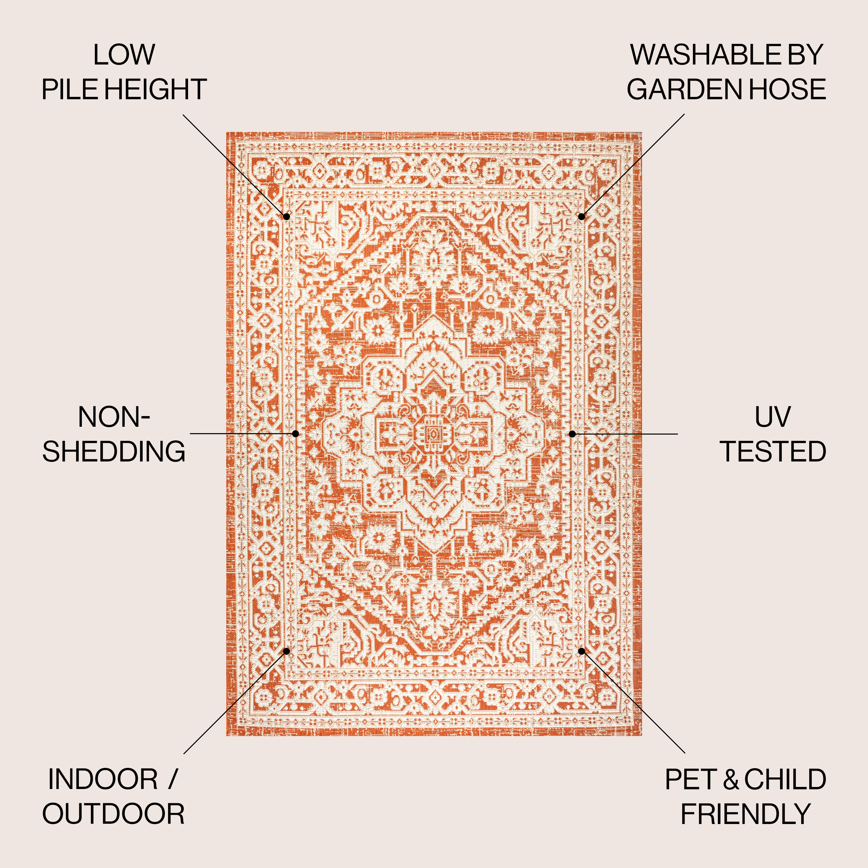 Sinjuri Medallion Textured Weave Indoor/Outdoor Area Rug