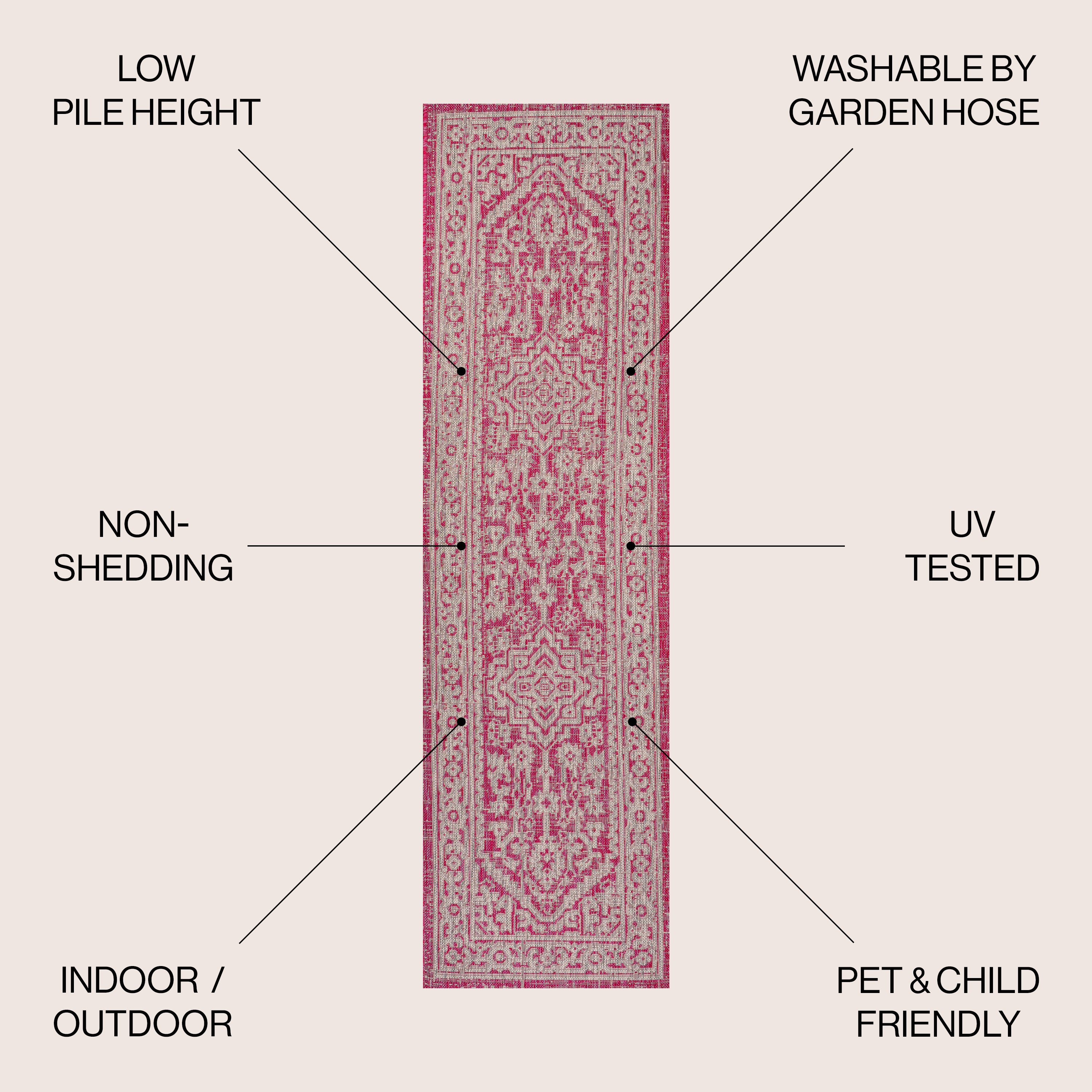 Sinjuri Medallion Textured Weave Indoor/Outdoor Area Rug