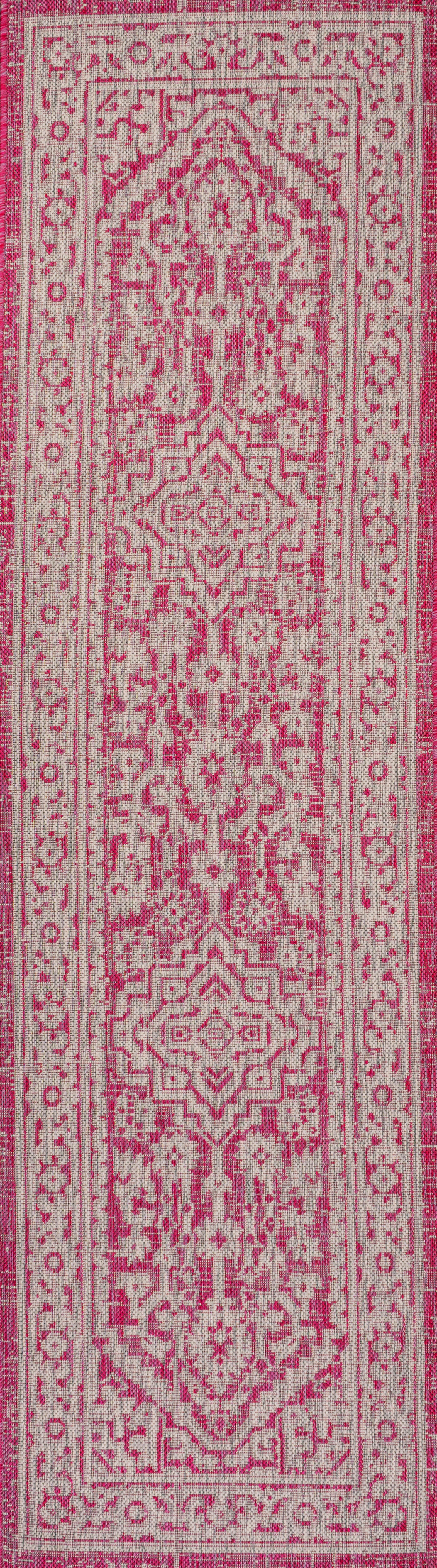Sinjuri Medallion Textured Weave Indoor/Outdoor Area Rug