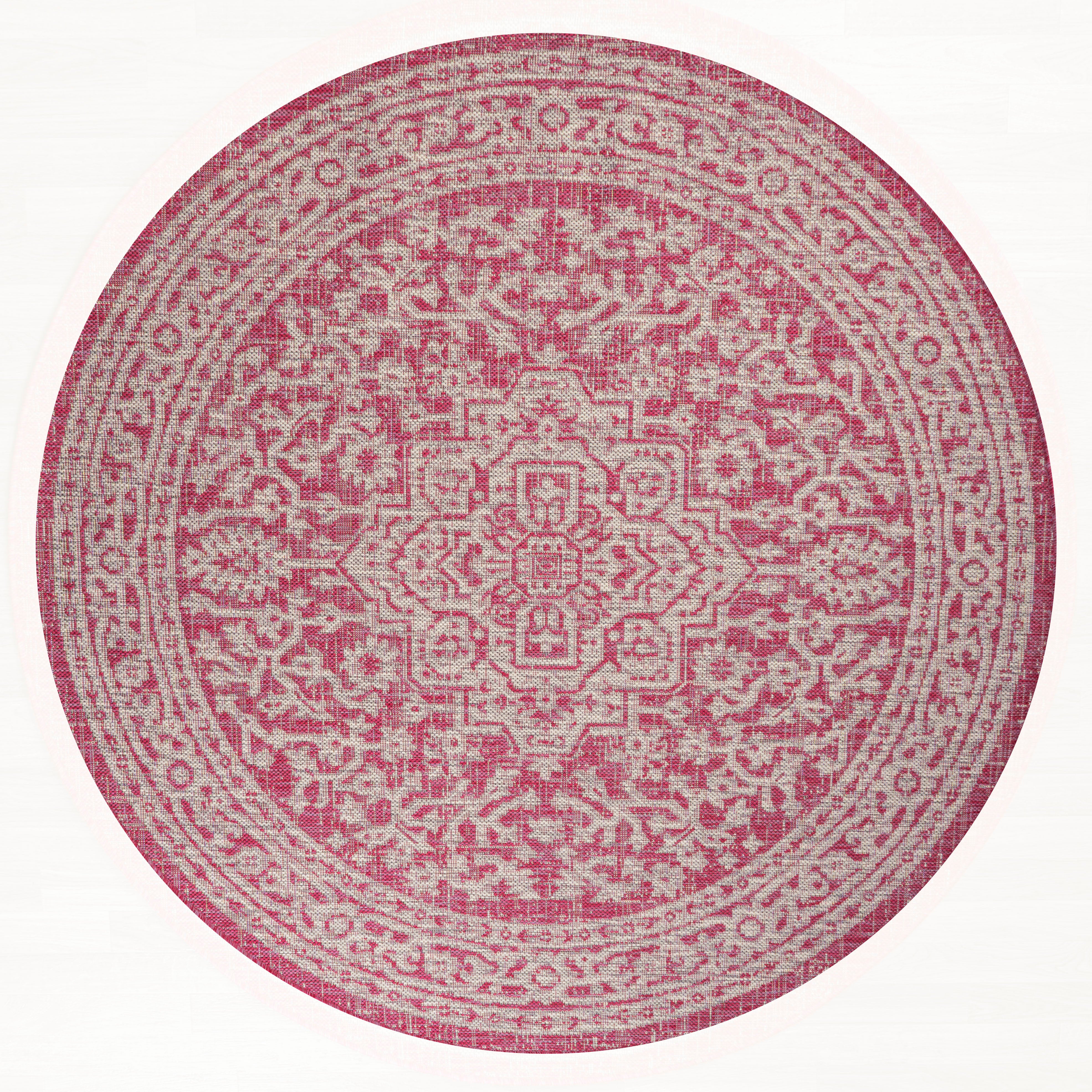 Sinjuri Medallion Textured Weave Indoor/Outdoor Area Rug