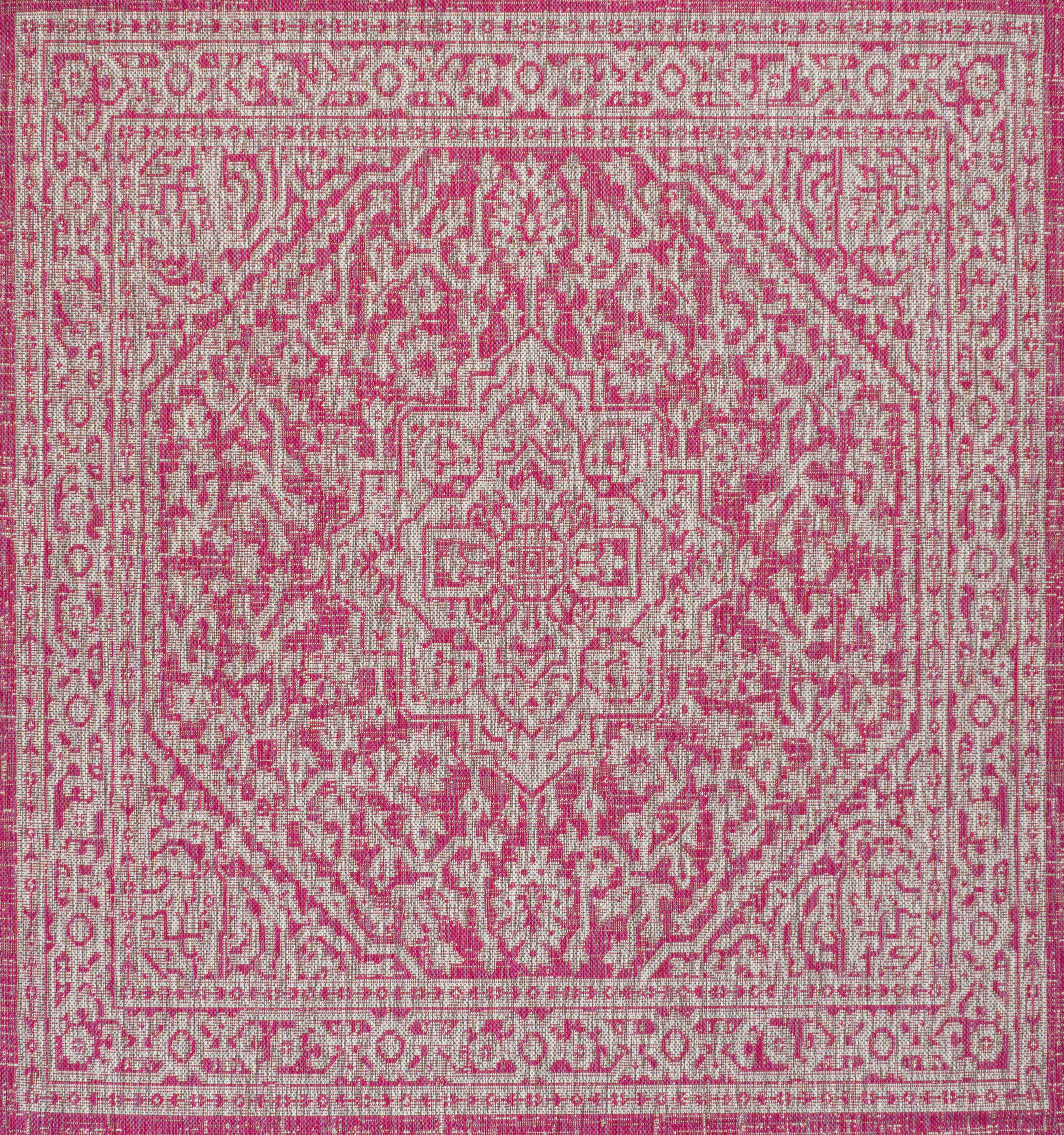 Sinjuri Medallion Textured Weave Indoor/Outdoor Area Rug