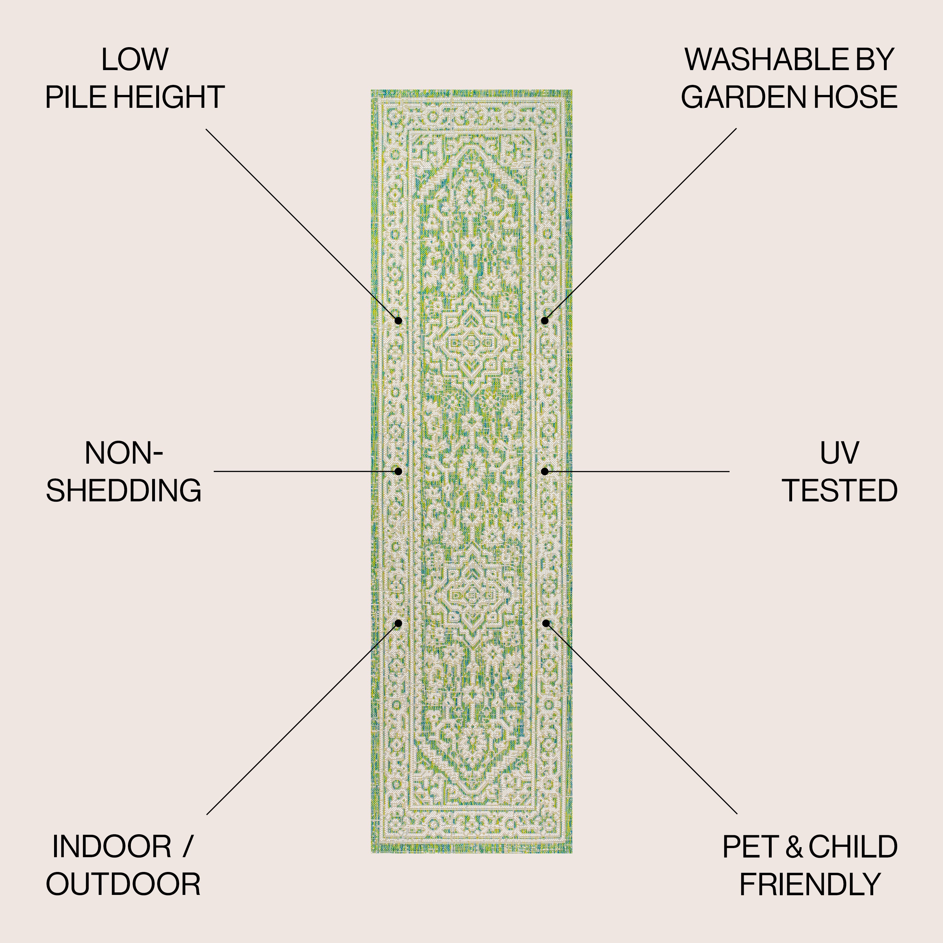 Sinjuri Medallion Textured Weave Indoor/Outdoor Area Rug