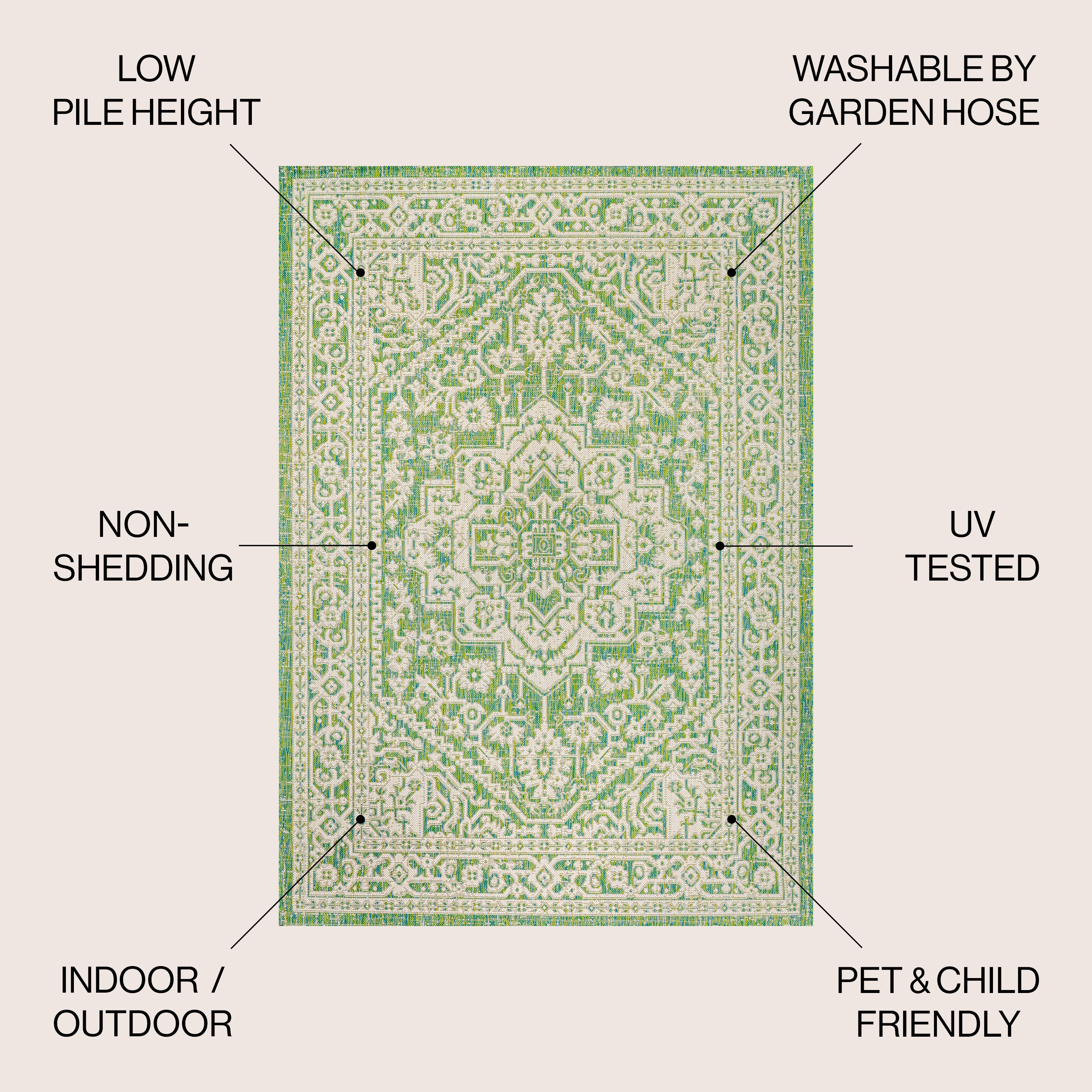 Sinjuri Medallion Textured Weave Indoor/Outdoor Area Rug