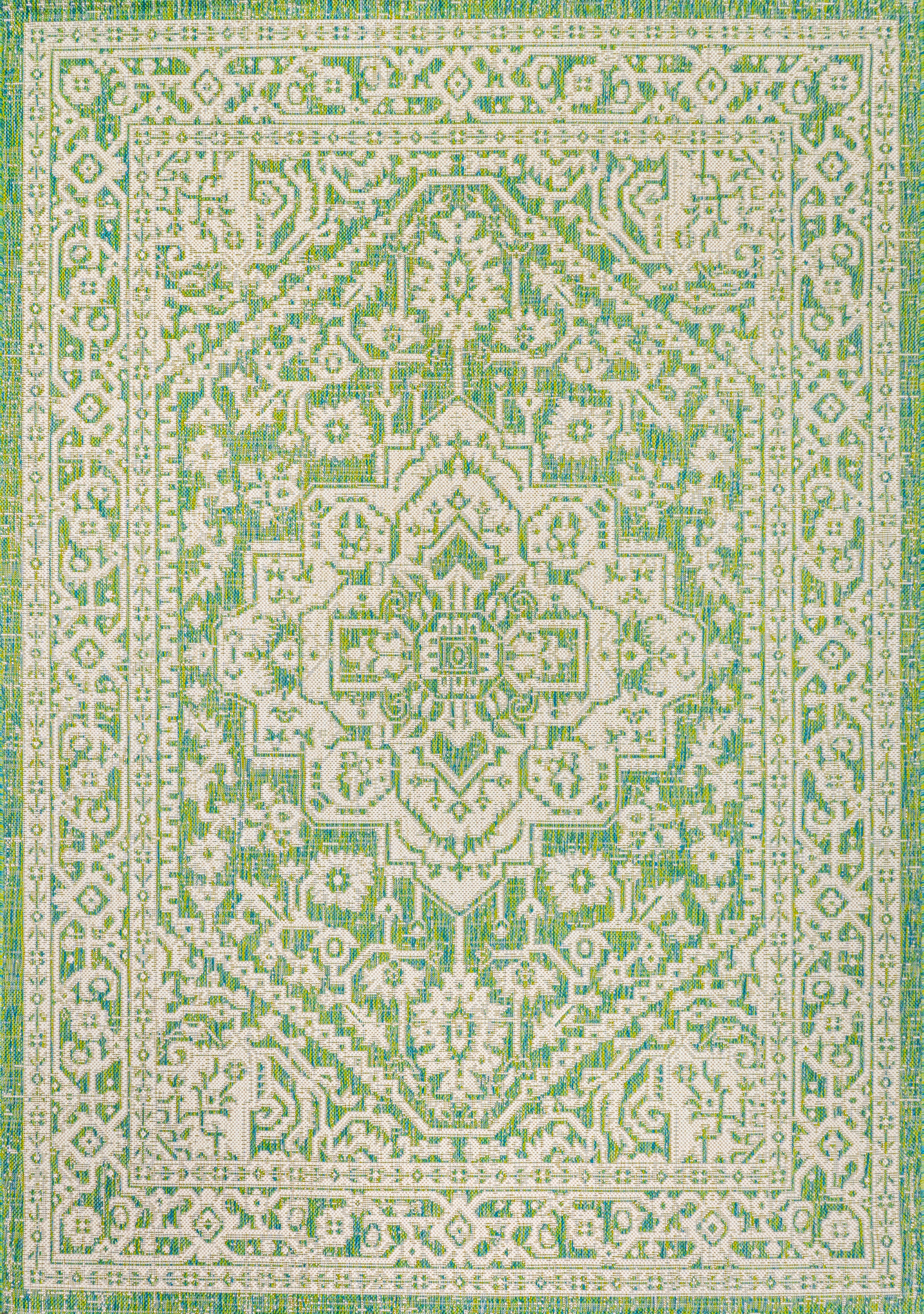 Sinjuri Medallion Textured Weave Indoor/Outdoor Area Rug
