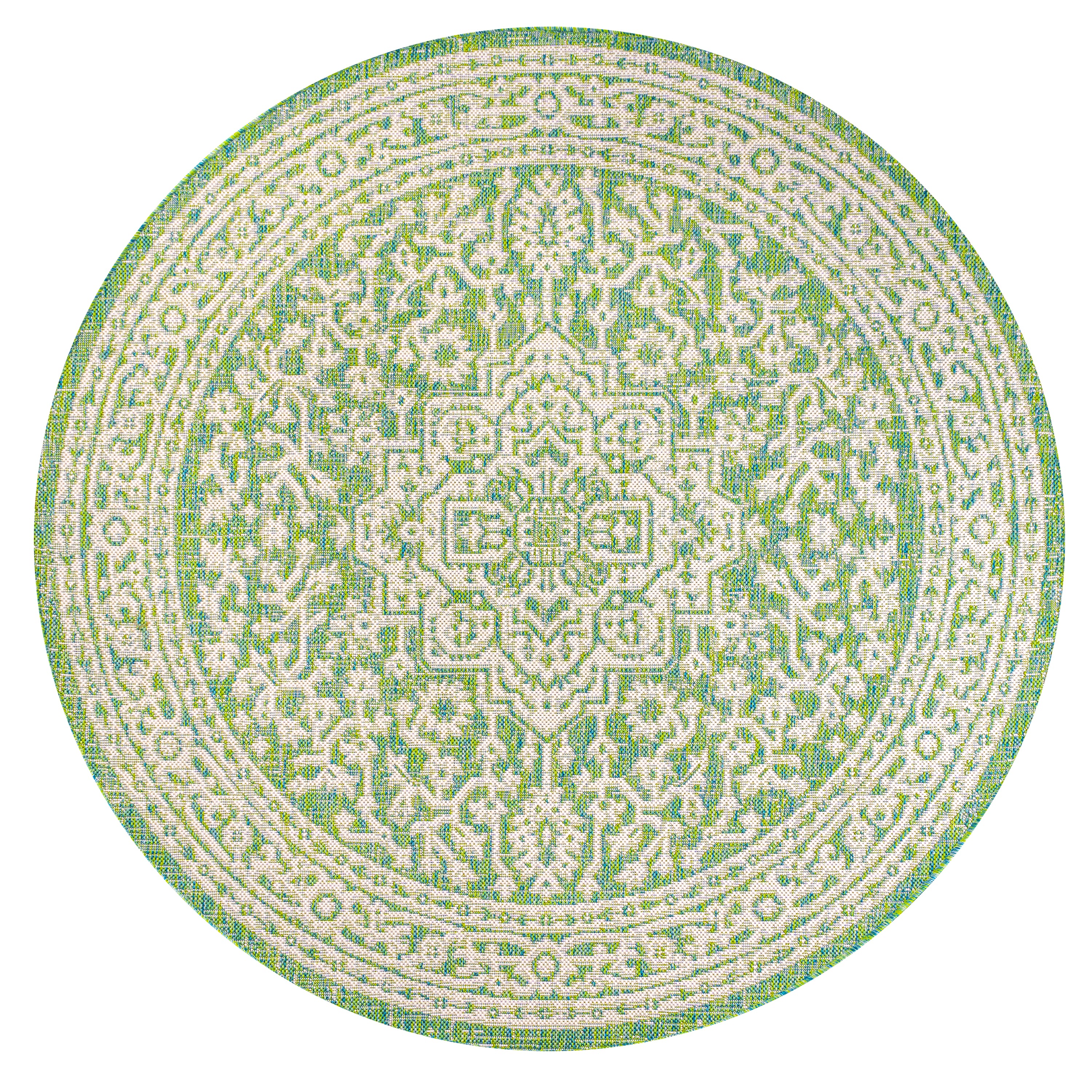 Sinjuri Medallion Textured Weave Indoor/Outdoor Area Rug