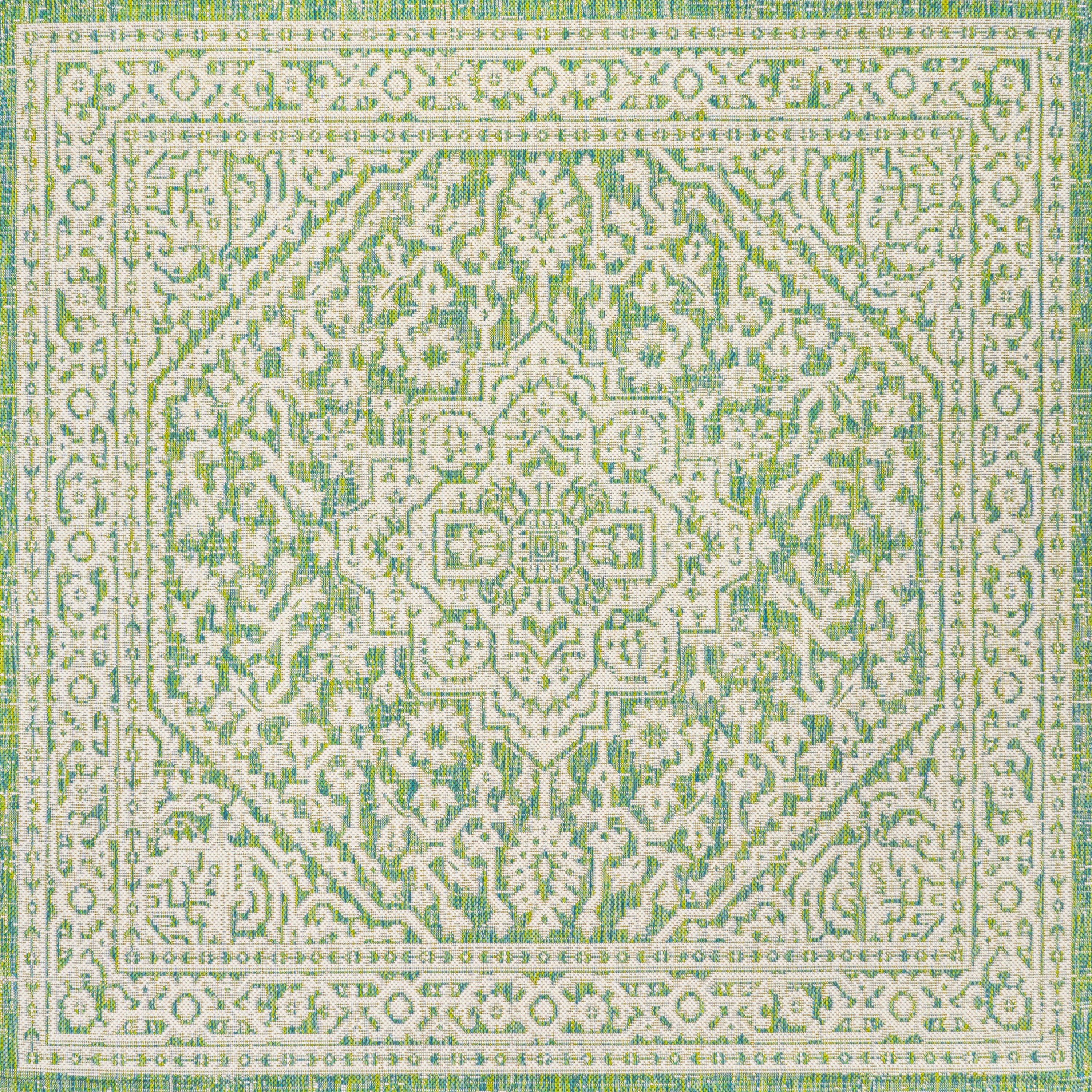 Sinjuri Medallion Textured Weave Indoor/Outdoor Area Rug