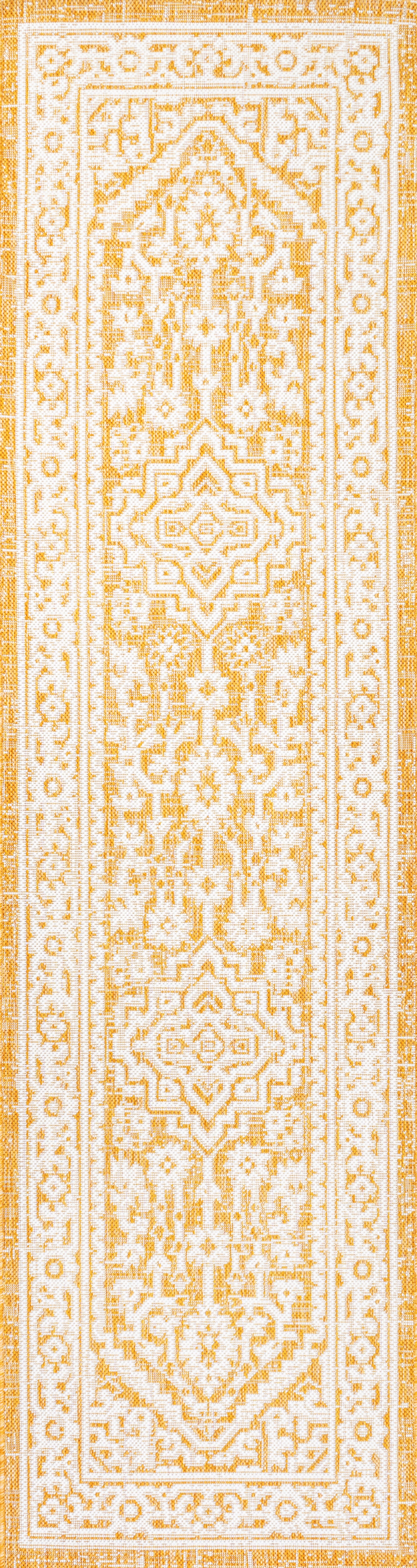 Sinjuri Medallion Textured Weave Indoor/Outdoor Area Rug