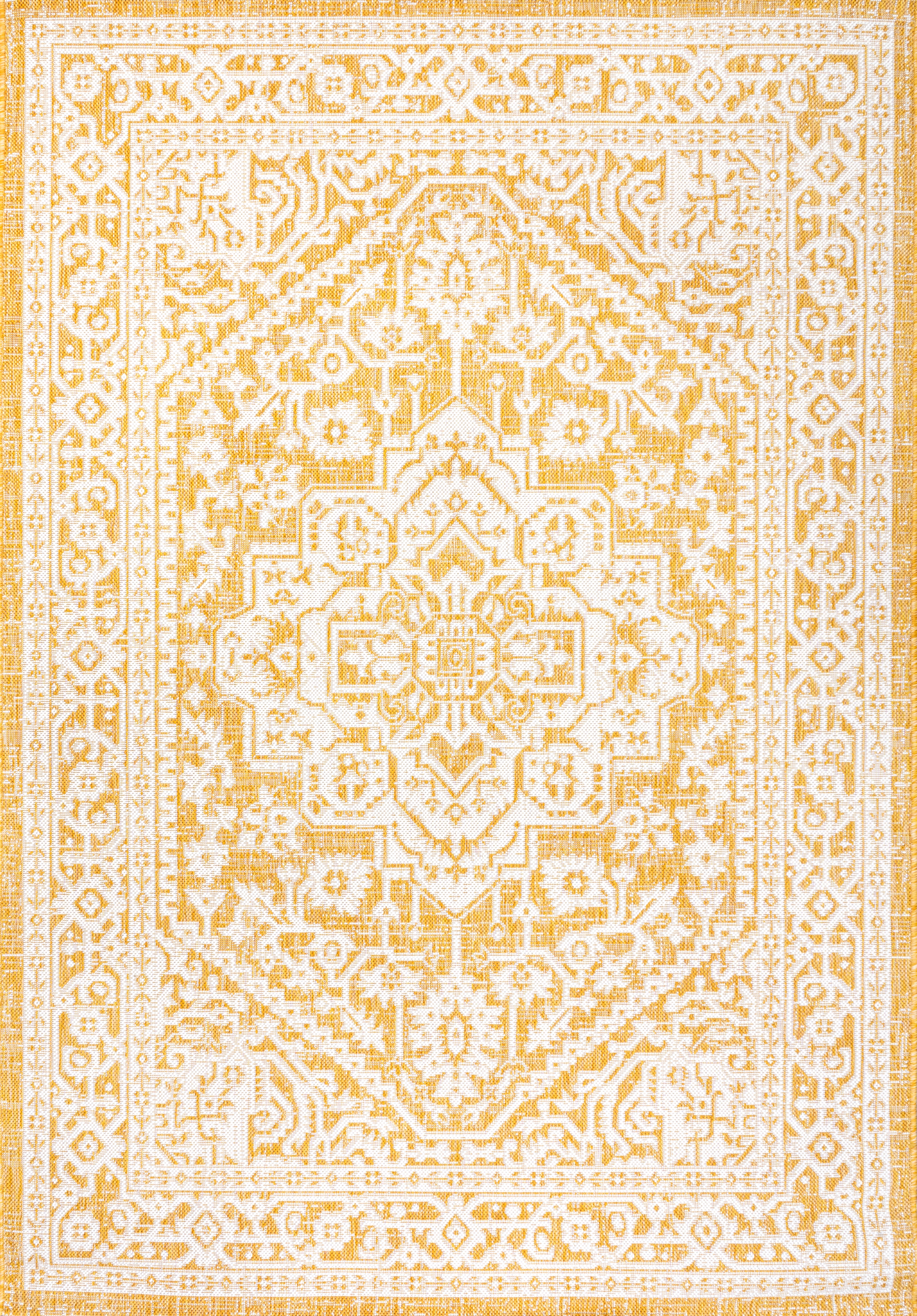 Sinjuri Medallion Textured Weave Indoor/Outdoor Area Rug
