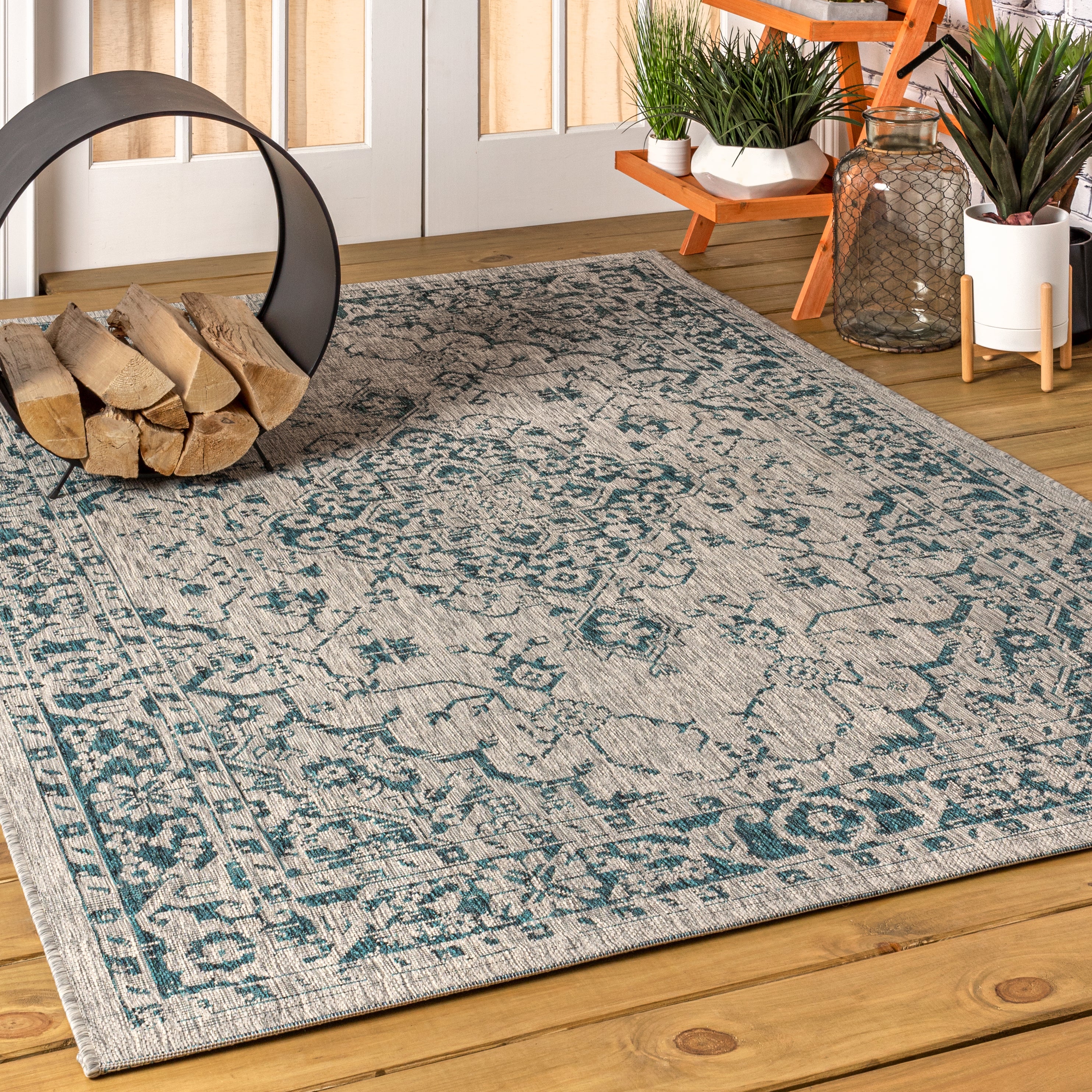 Rozetta Boho Medallion Textured Weave Indoor/Outdoor Area Rug