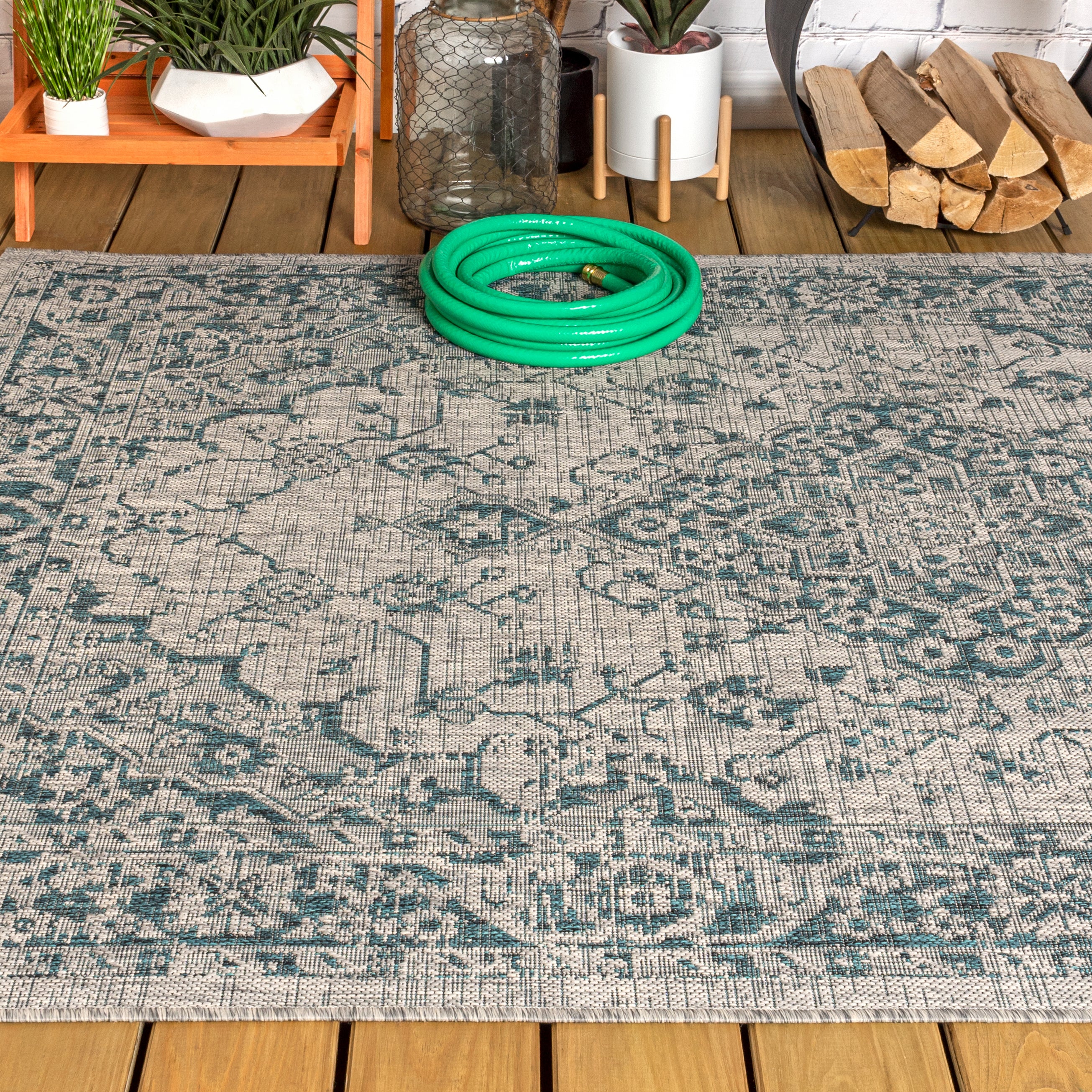 Rozetta Boho Medallion Textured Weave Indoor/Outdoor Area Rug