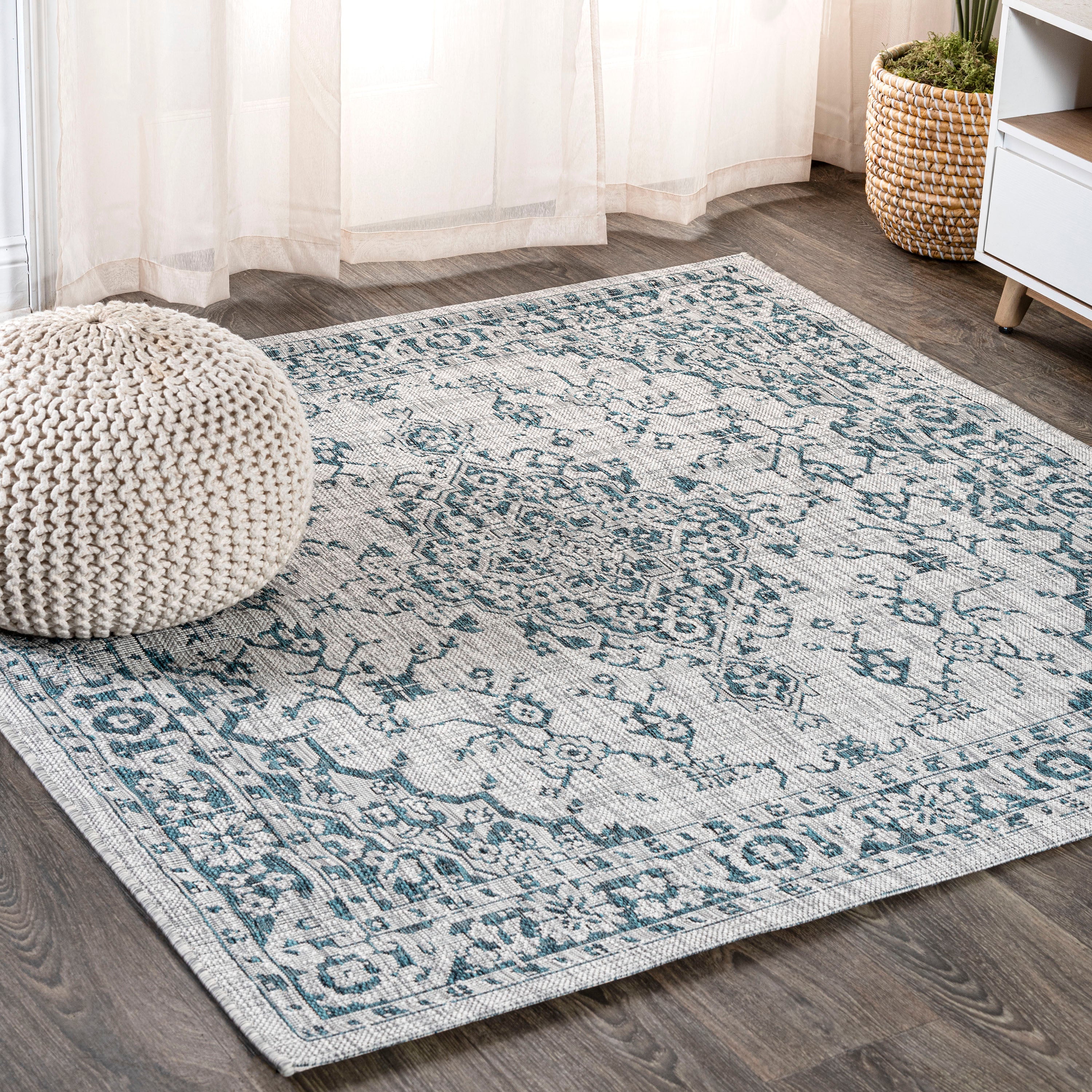 Rozetta Boho Medallion Textured Weave Indoor/Outdoor Area Rug