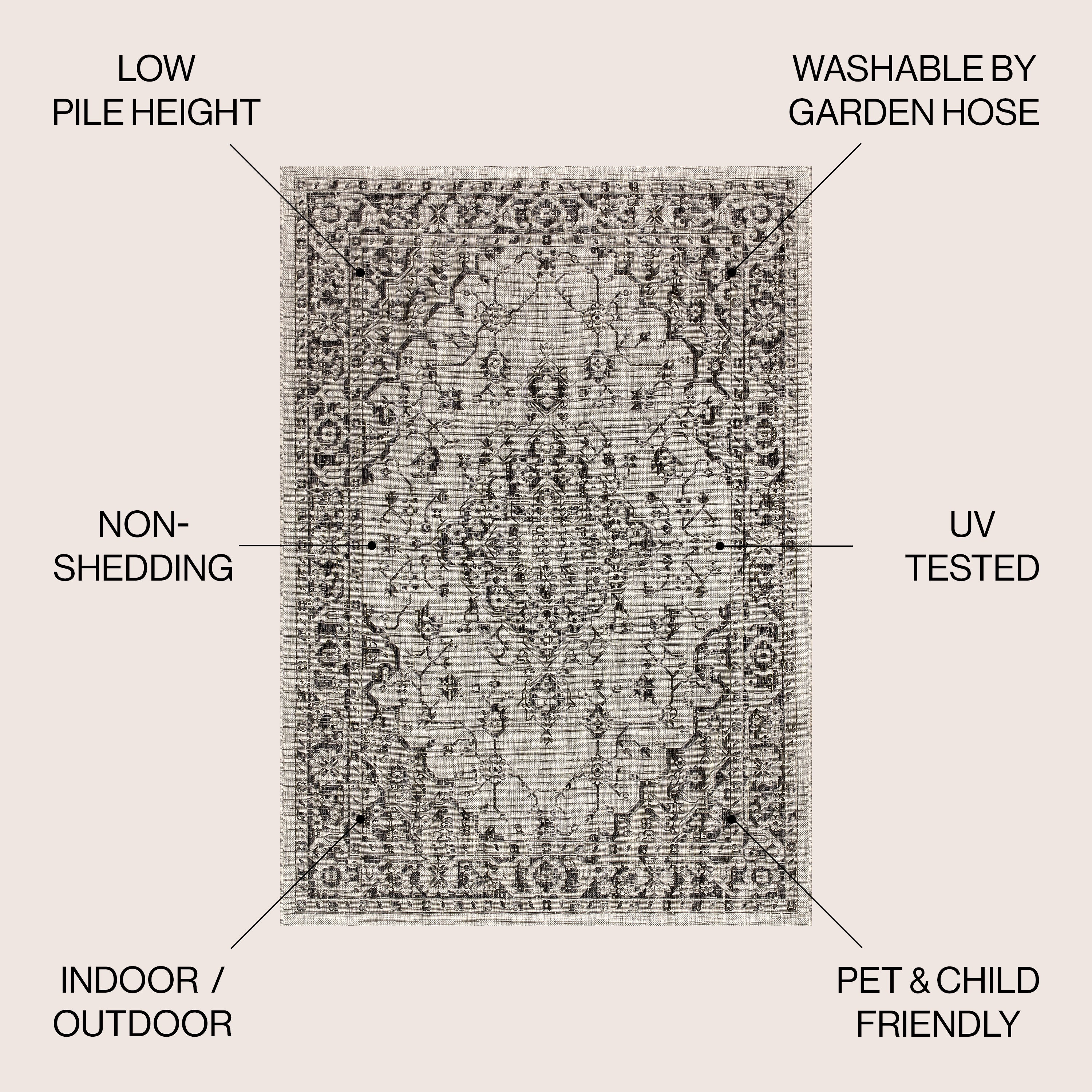 Rozetta Boho Medallion Textured Weave Indoor/Outdoor Area Rug