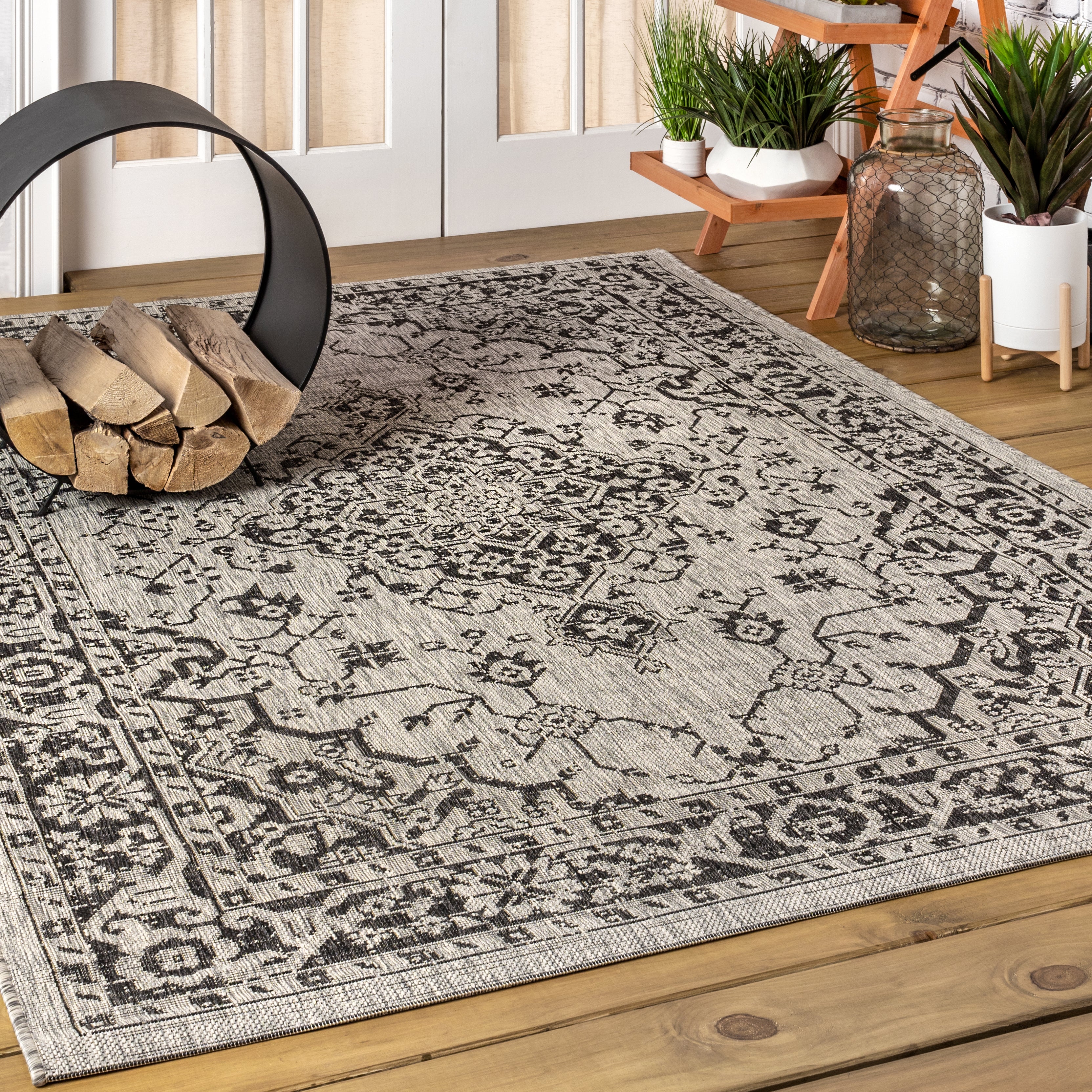 Rozetta Boho Medallion Textured Weave Indoor/Outdoor Area Rug