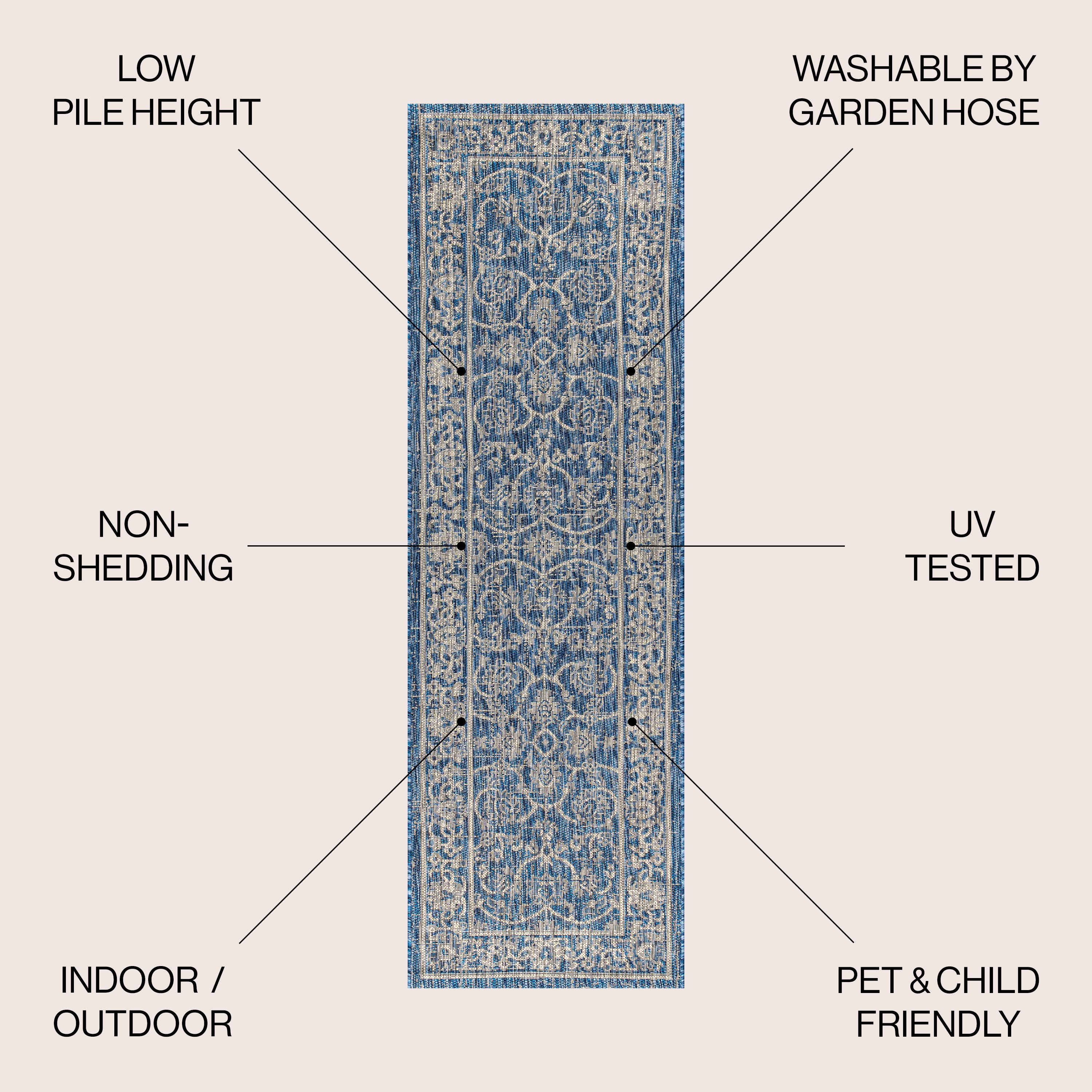 Palazzo Vine and Border Textured Weave Indoor/Outdoor Area Rug