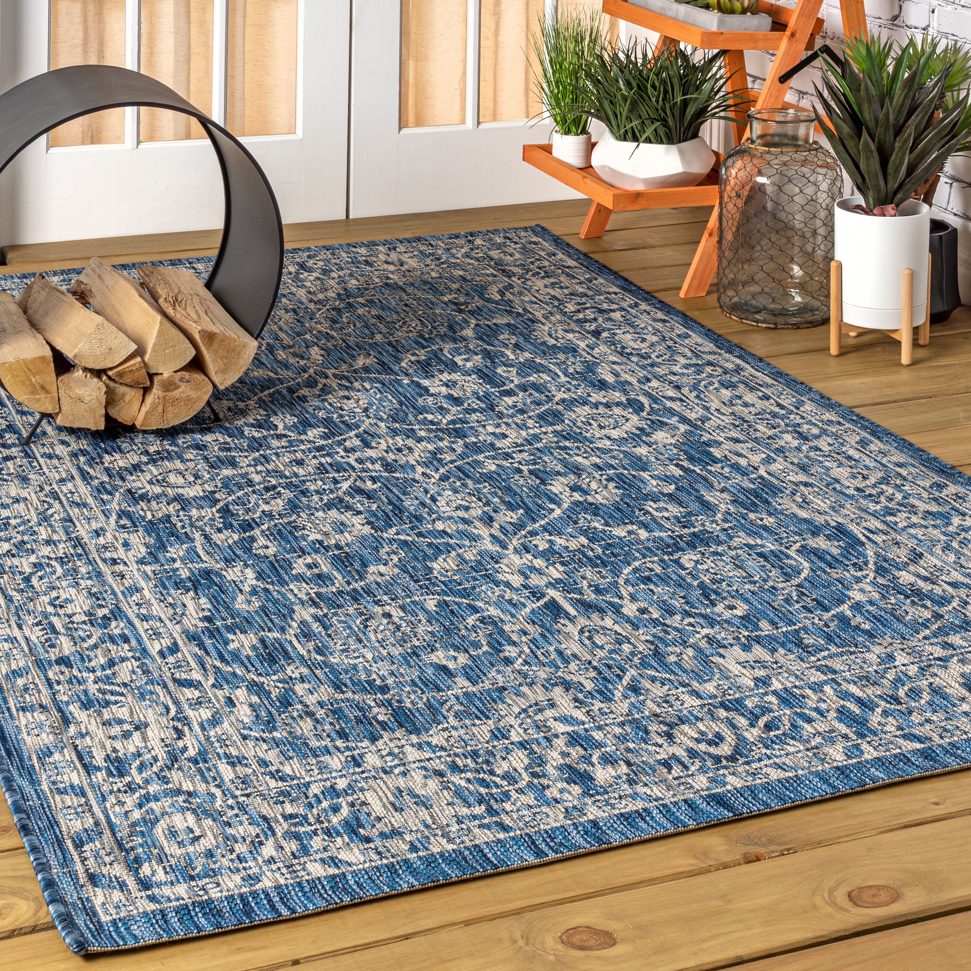 Palazzo Vine and Border Textured Weave Indoor/Outdoor Area Rug