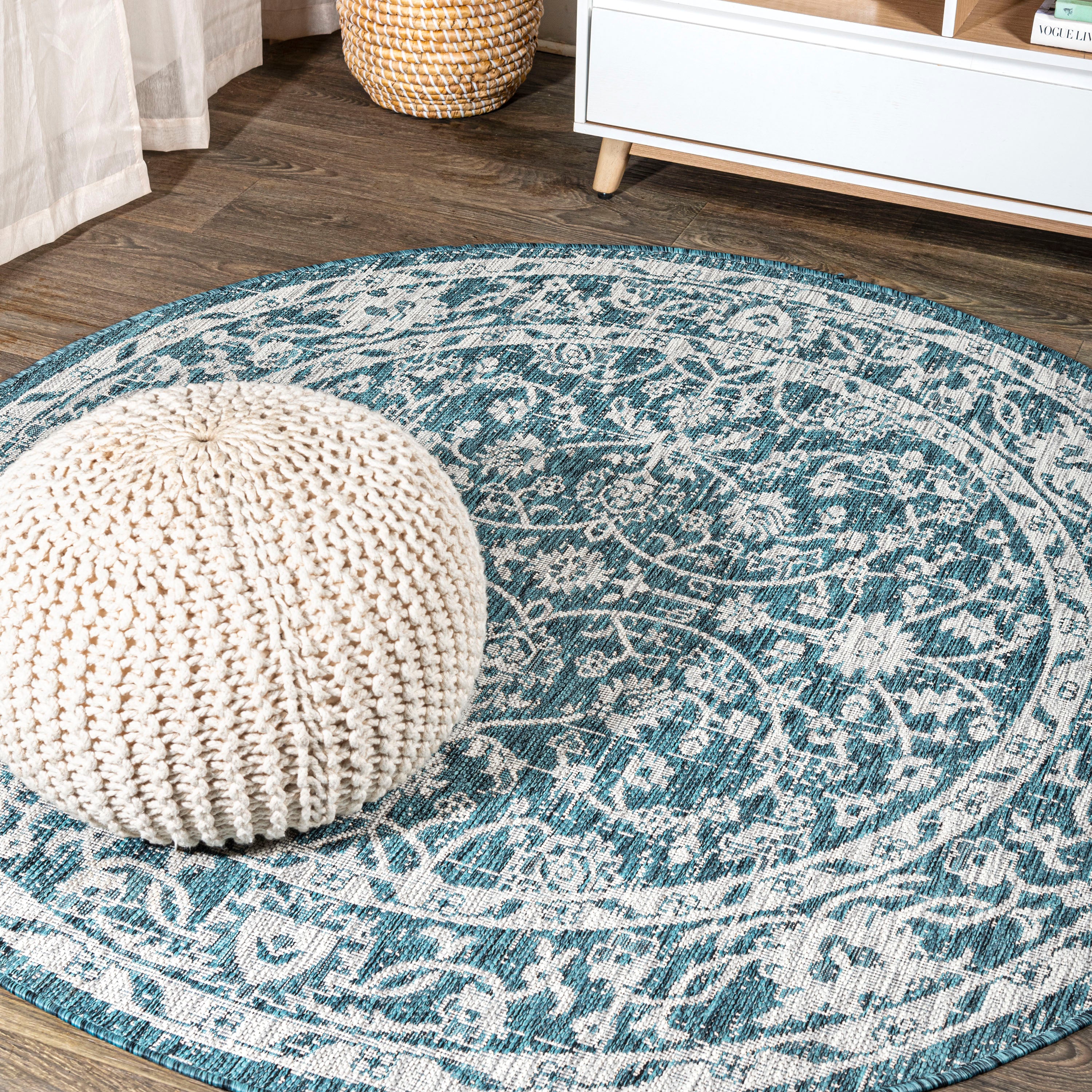 Palazzo Vine and Border Textured Weave Indoor/Outdoor Area Rug