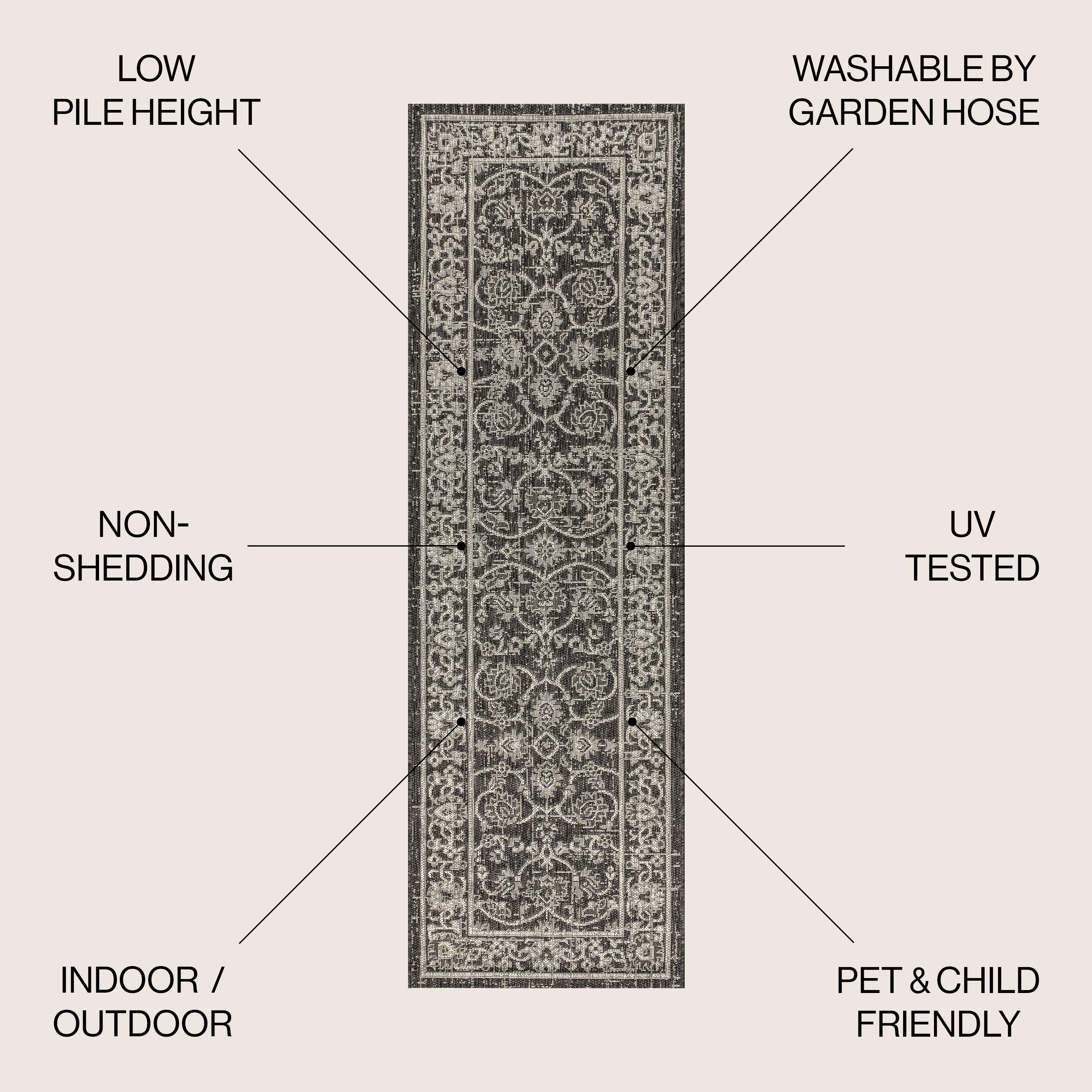 Palazzo Vine and Border Textured Weave Indoor/Outdoor Area Rug