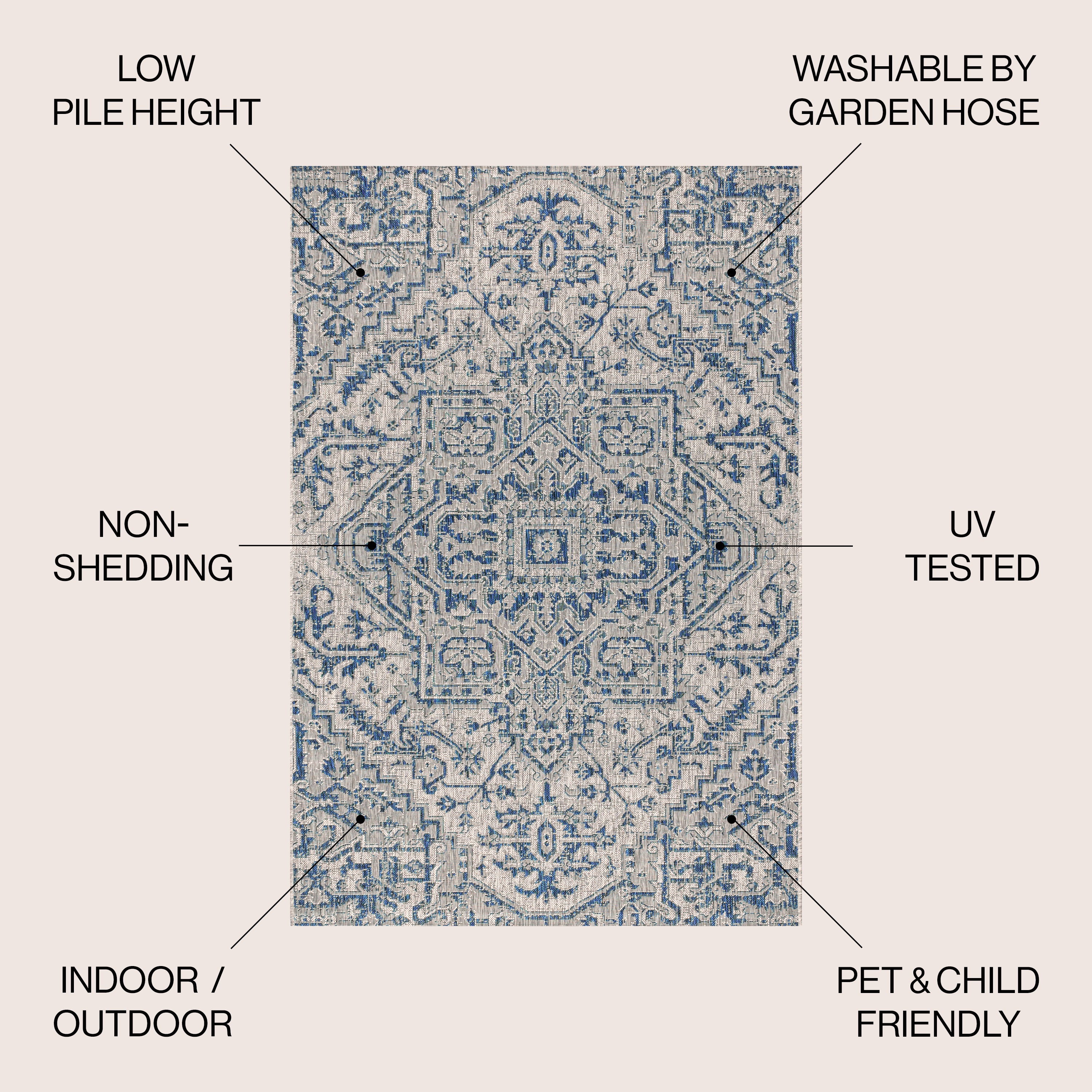 Estrella Bohemian Medallion Textured Weave Indoor/Outdoor Area Rug