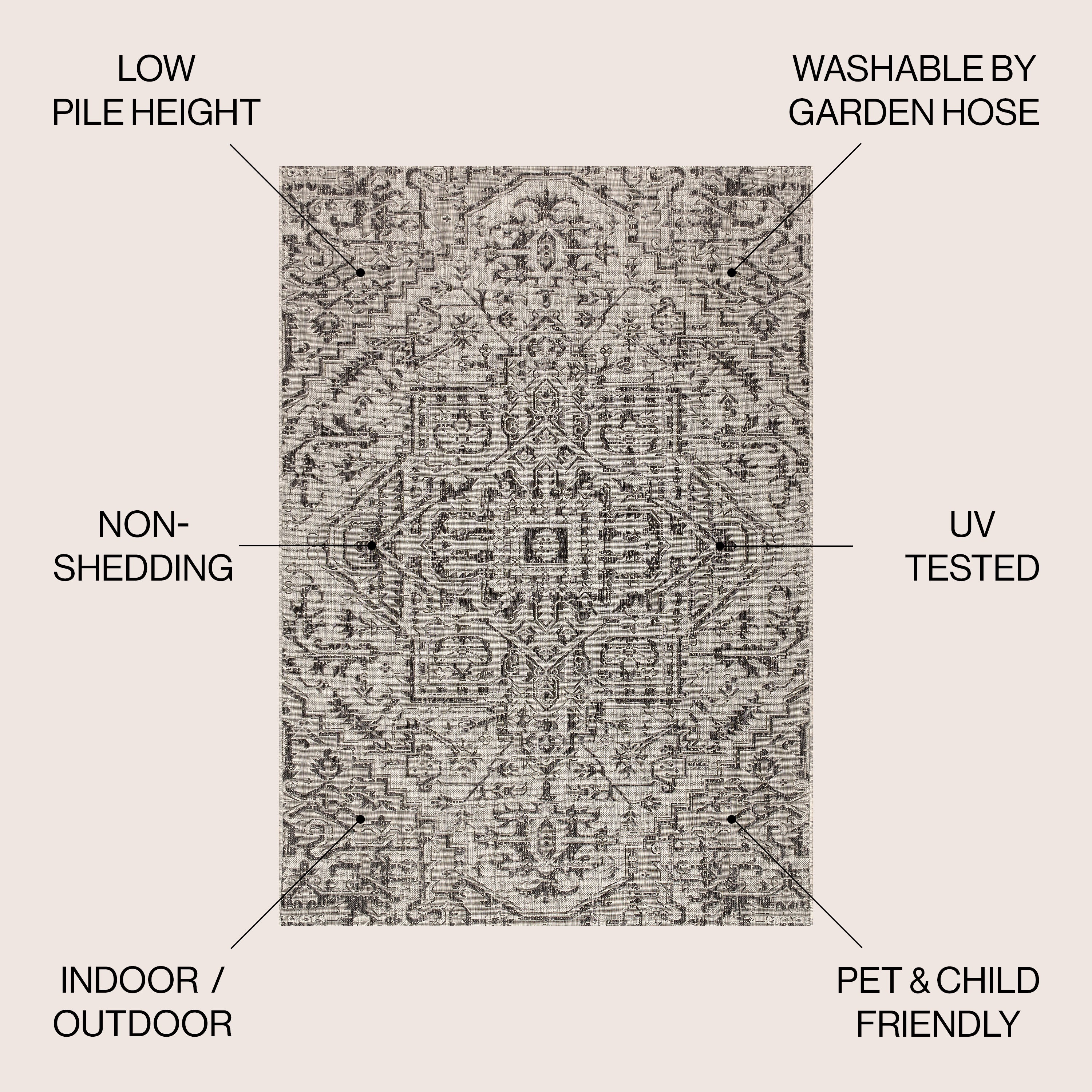 Estrella Bohemian Medallion Textured Weave Indoor/Outdoor Area Rug