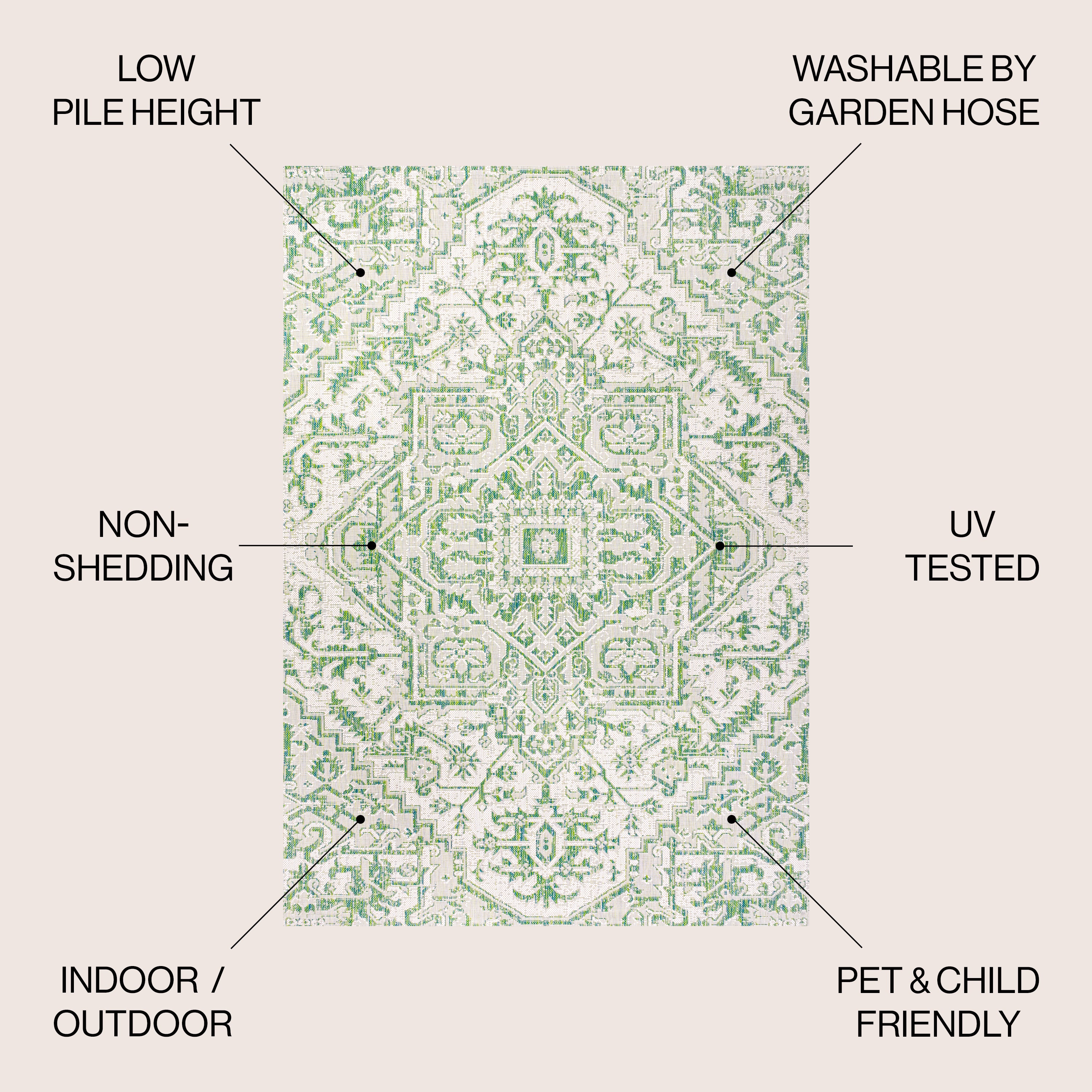 Estrella Bohemian Medallion Textured Weave Indoor/Outdoor Area Rug
