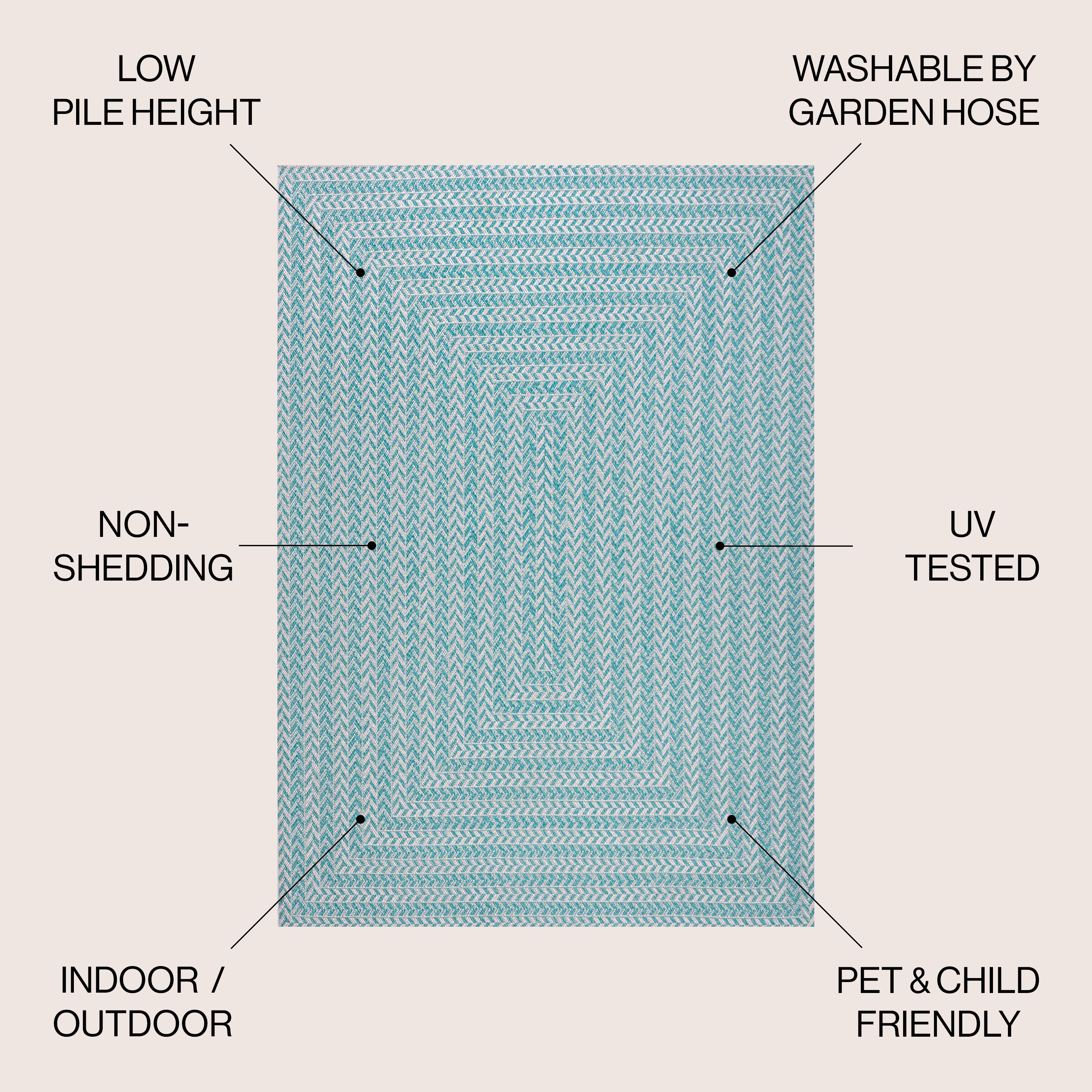 Chevron Modern Concentric Squares Indoor/Outdoor Area Rug