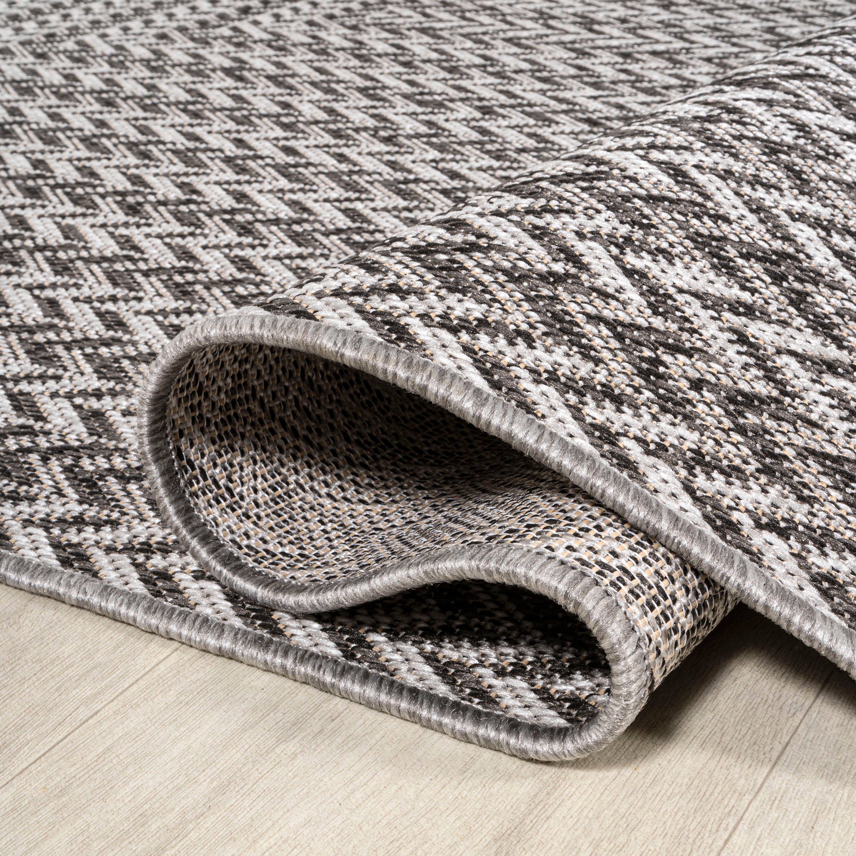 Chevron Modern Concentric Squares Indoor/Outdoor Area Rug