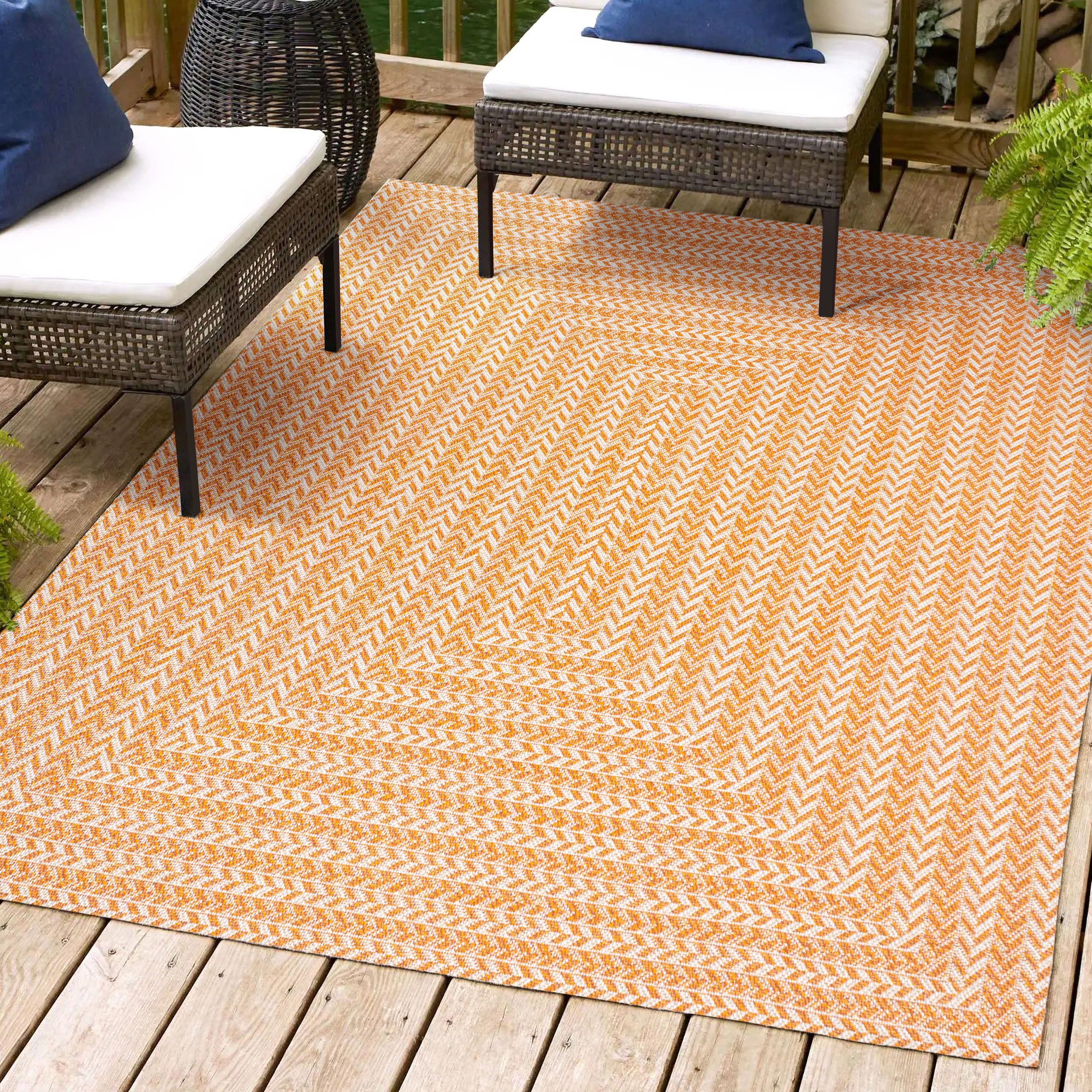 Chevron Modern Concentric Squares Indoor/Outdoor Area Rug