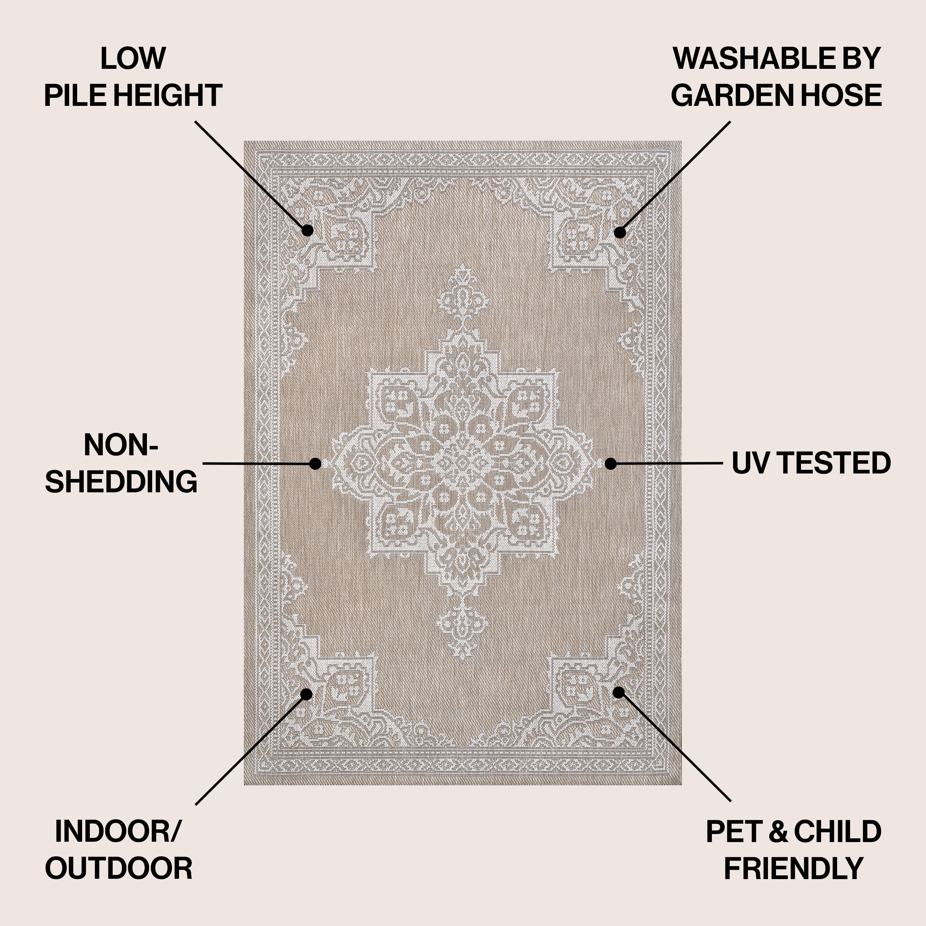 Arden Vintage Casual Medallion Indoor/Outdoor Area Rug