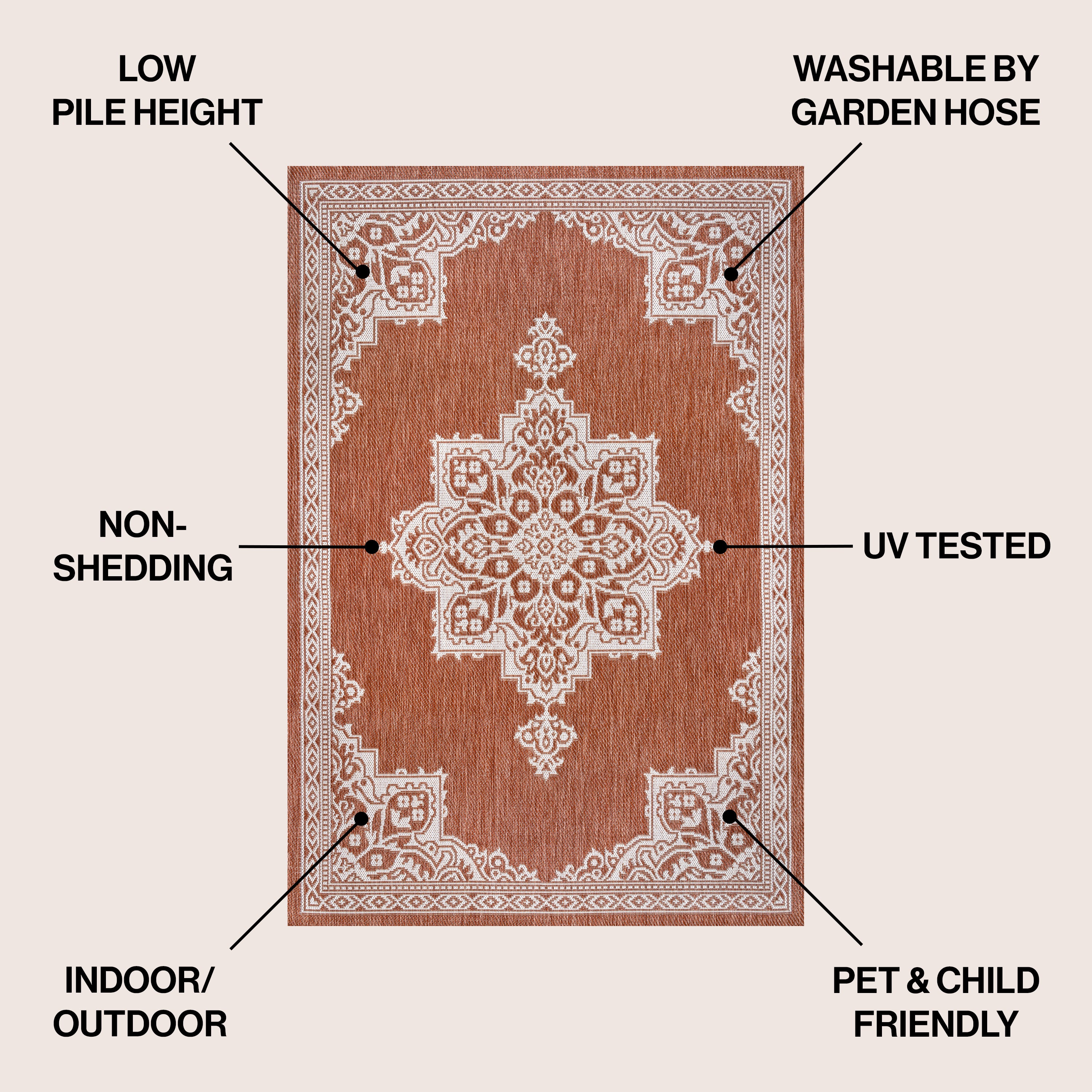Arden Vintage Casual Medallion Indoor/Outdoor Area Rug