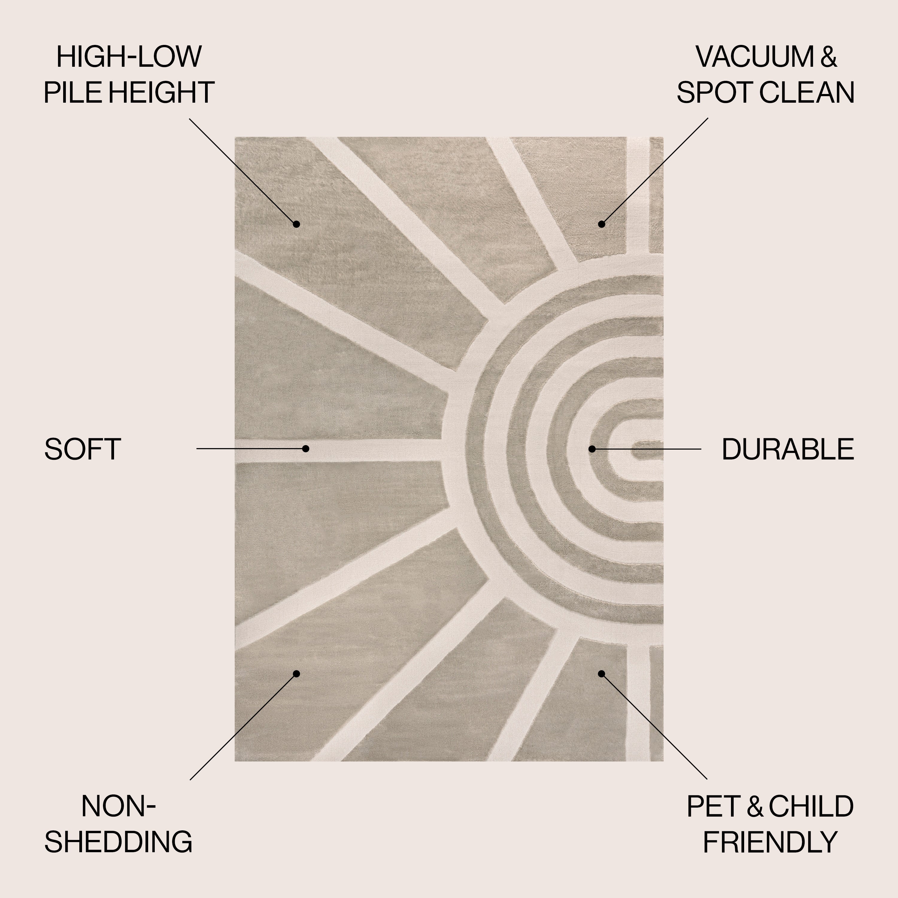 Aelius MidCentury Scandinavian Abstract Sun Two-Tone High-Low Runner Rug
