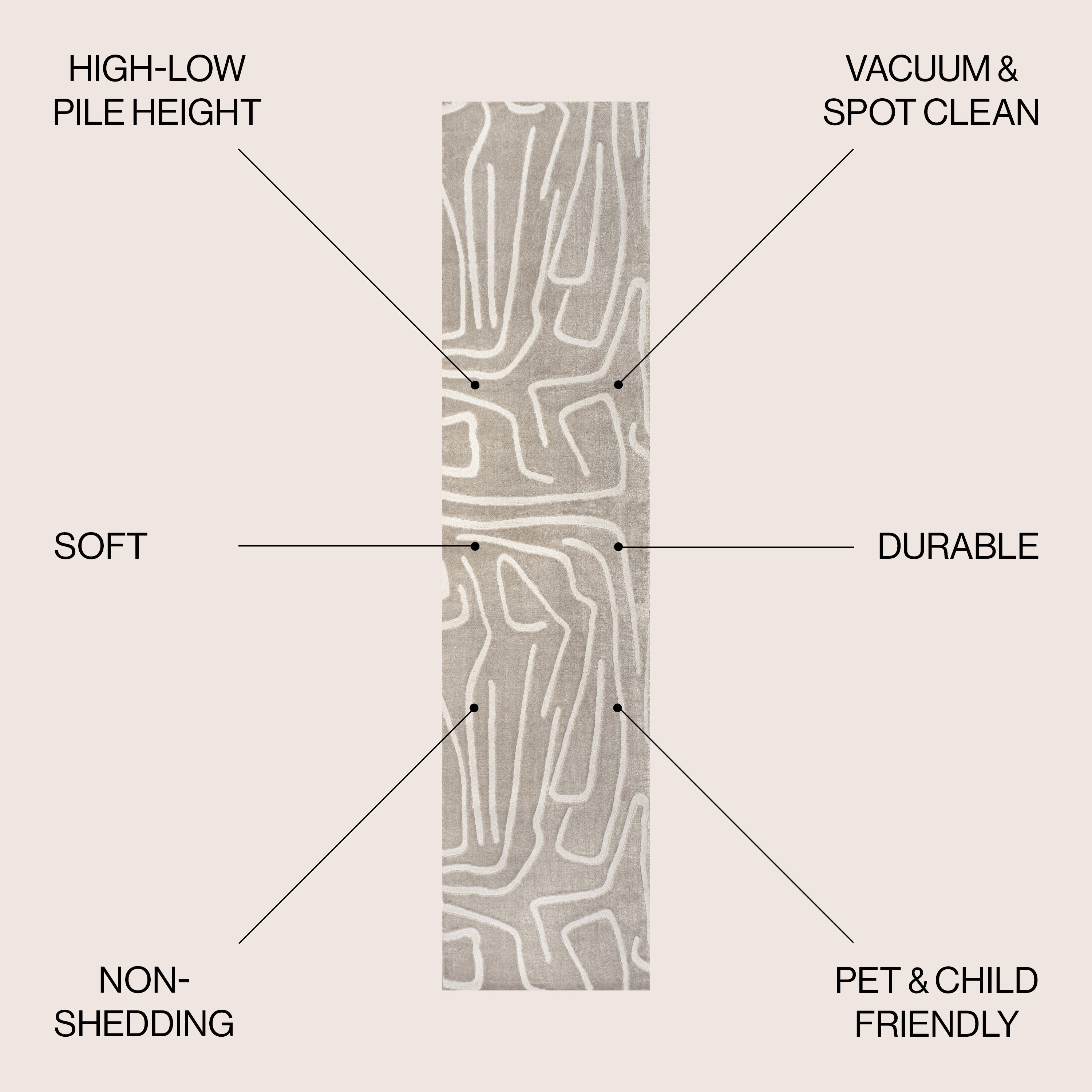 Alcina Modern Scandinavian Graphic Lines High-Low Area Rug
