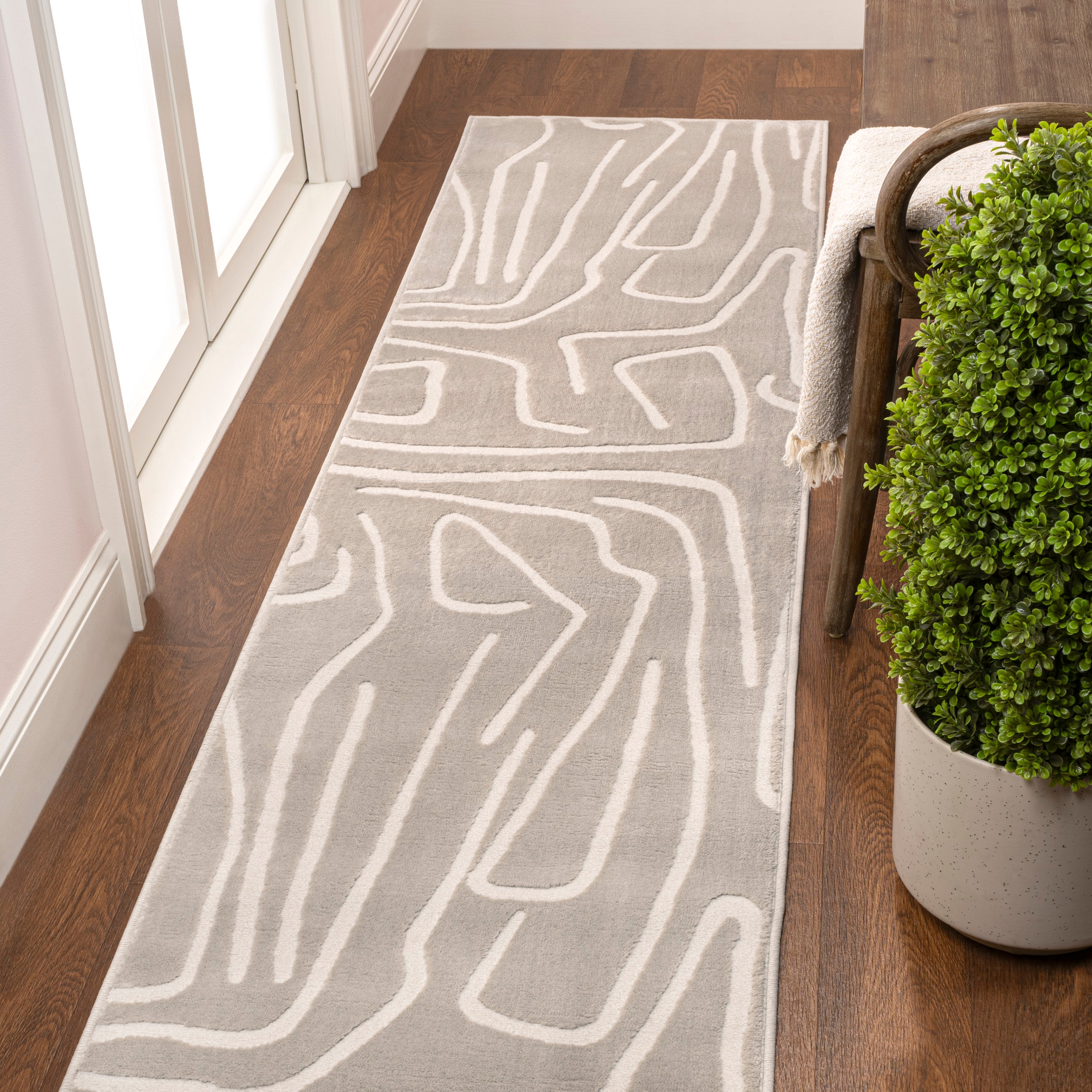 Alcina Modern Scandinavian Graphic Lines High-Low Area Rug