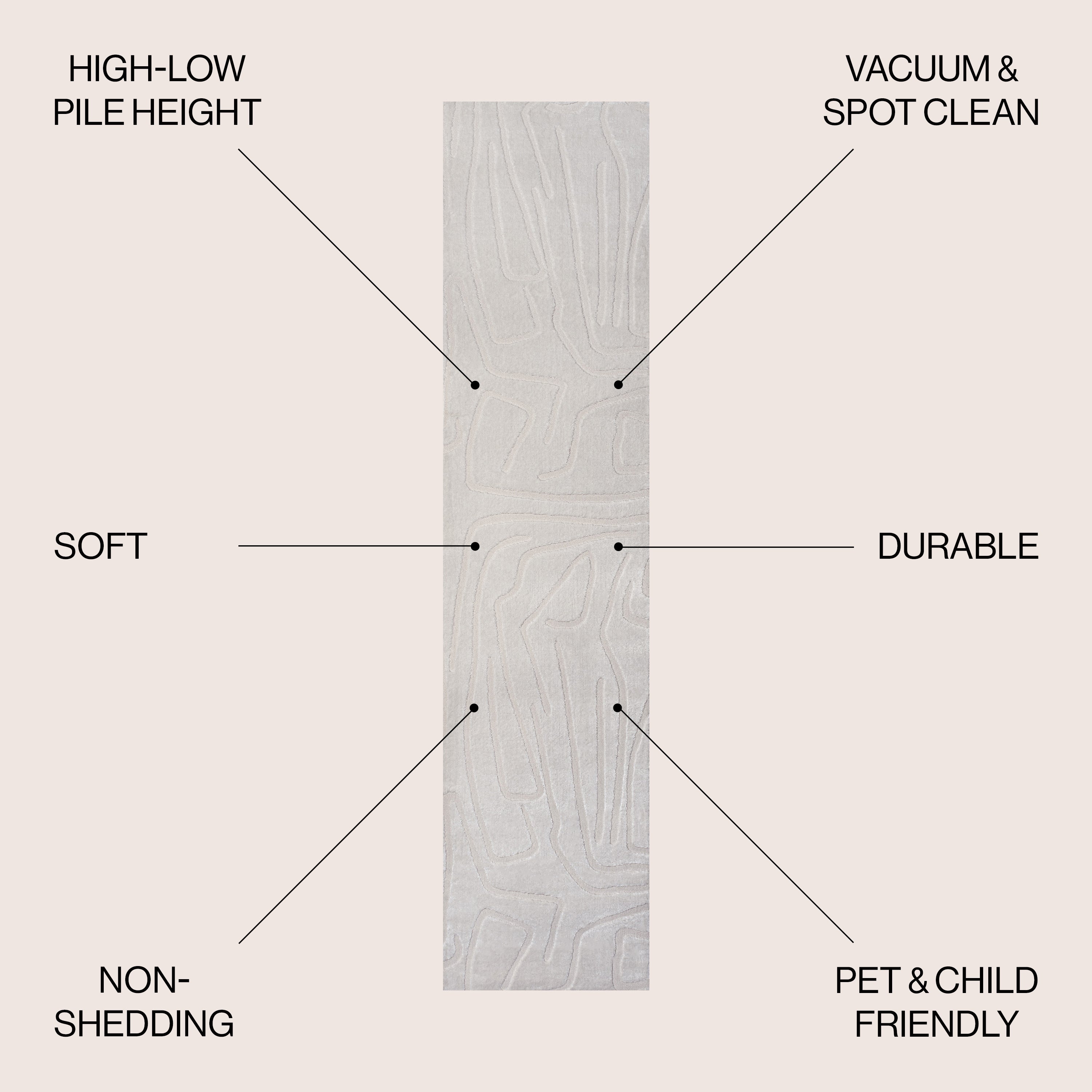 Alcina Modern Scandinavian Graphic Lines High-Low Area Rug