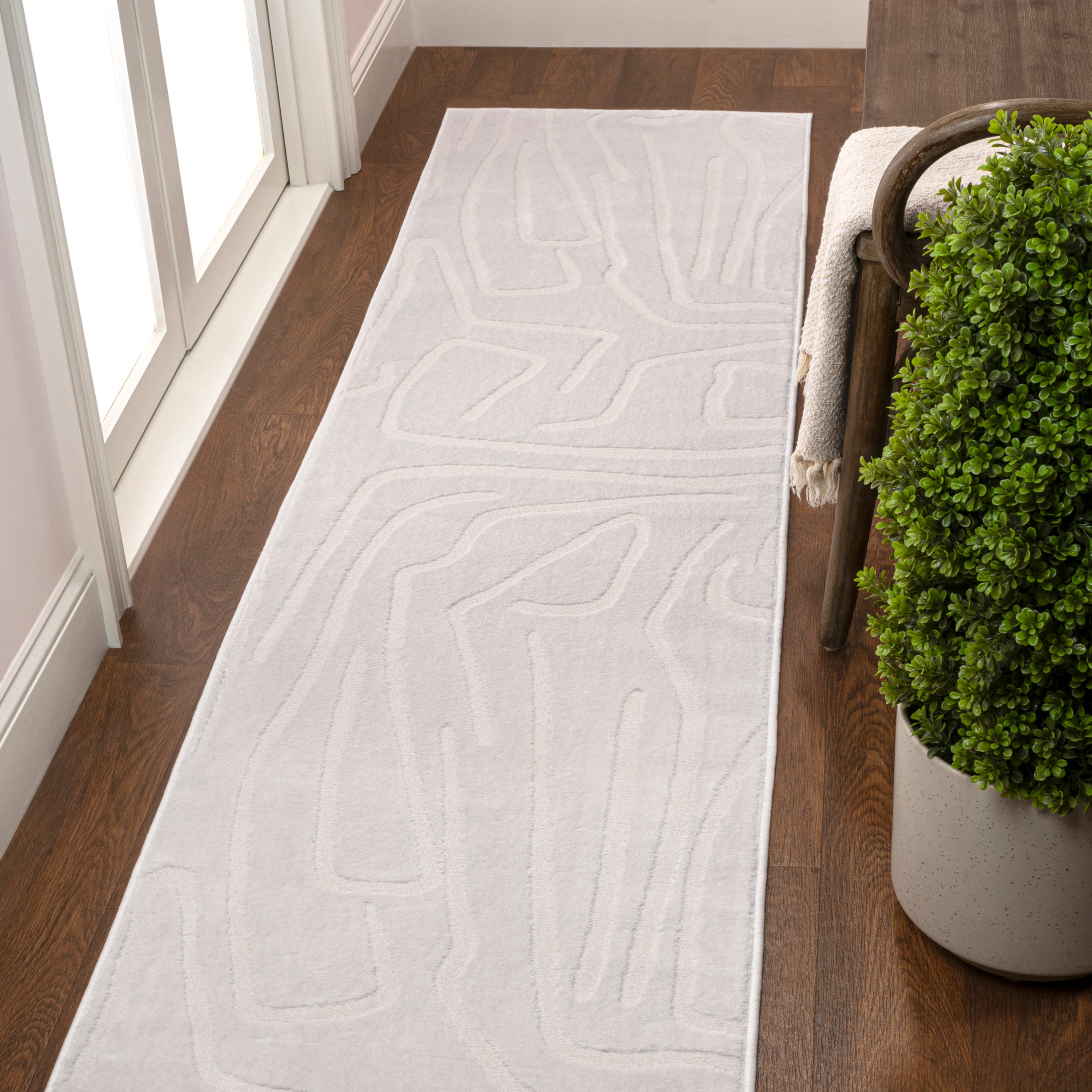 Alcina Modern Scandinavian Graphic Lines High-Low Area Rug