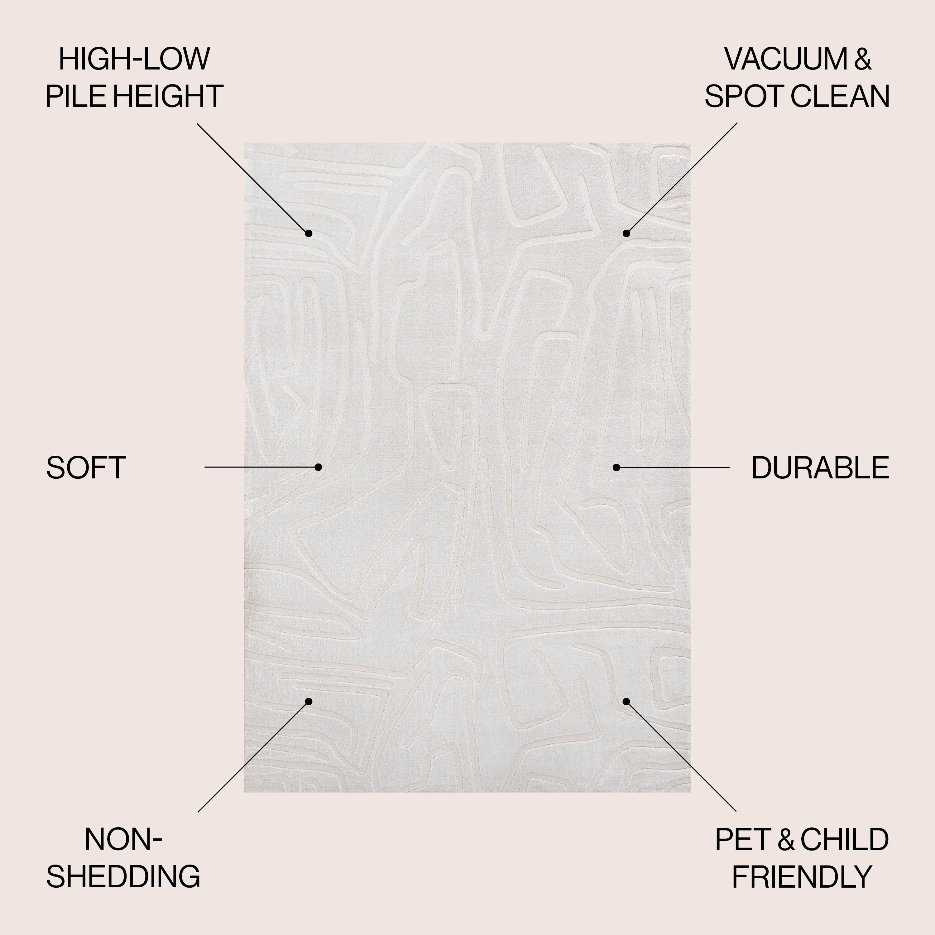 Alcina Modern Scandinavian Graphic Lines High-Low Area Rug