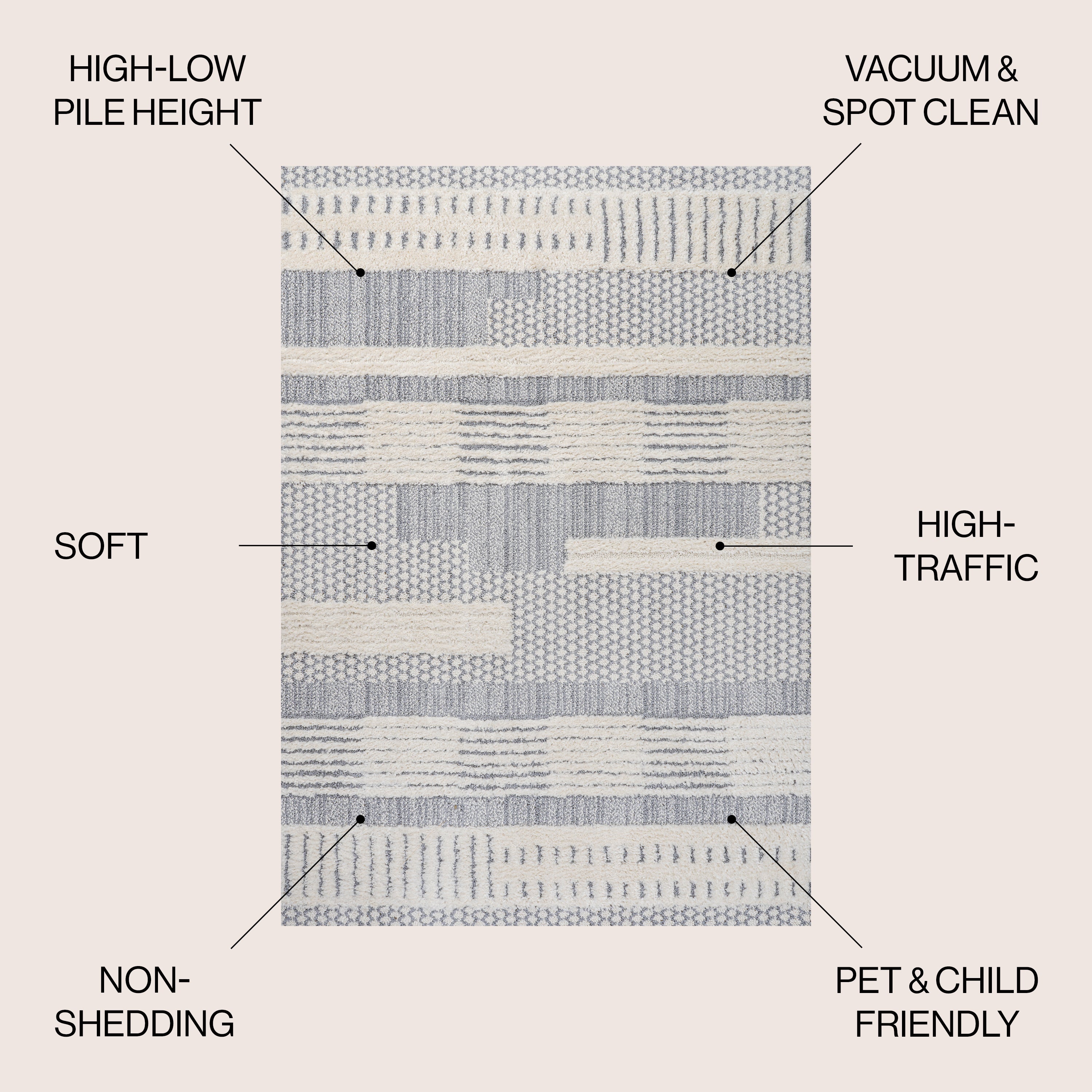 Kerstin Geometric High-Low Area Rug