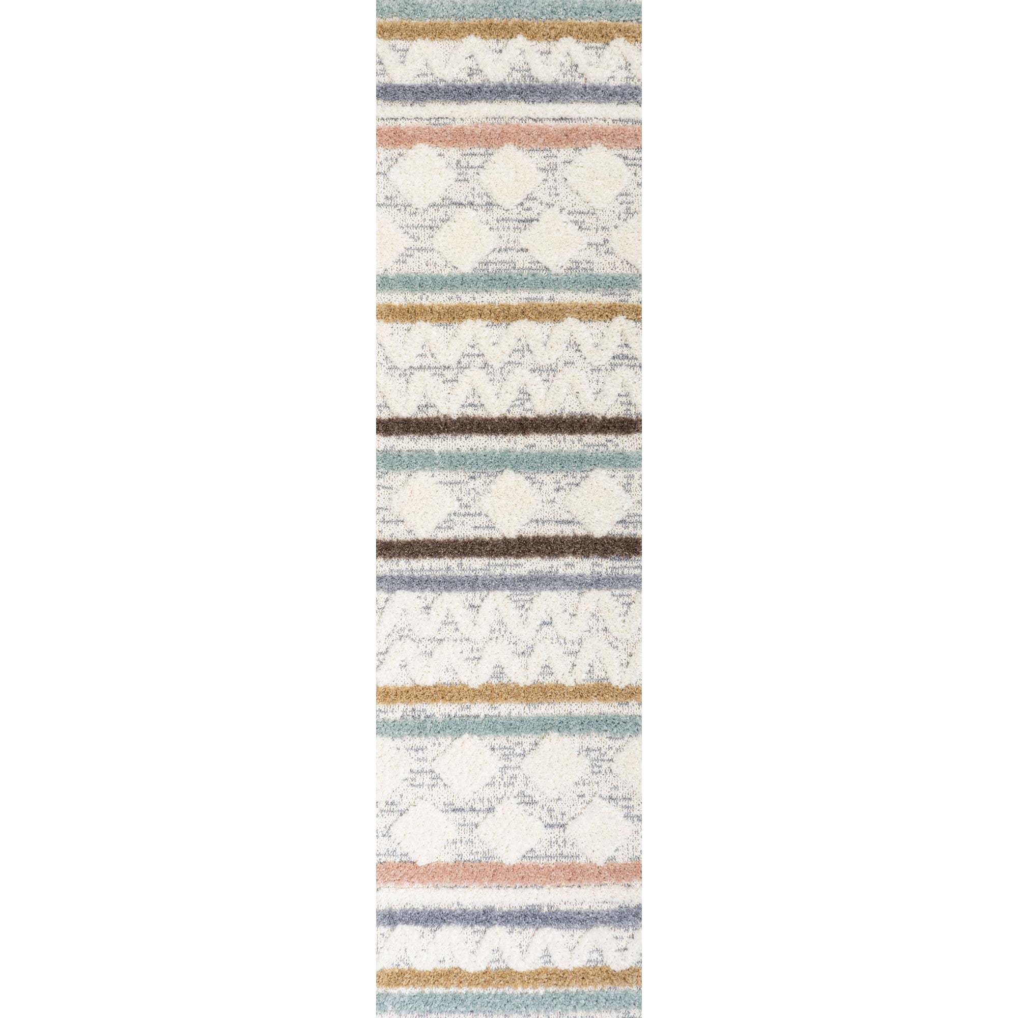 Faiza Moroccan Striped Geometric High-Low Area Rug