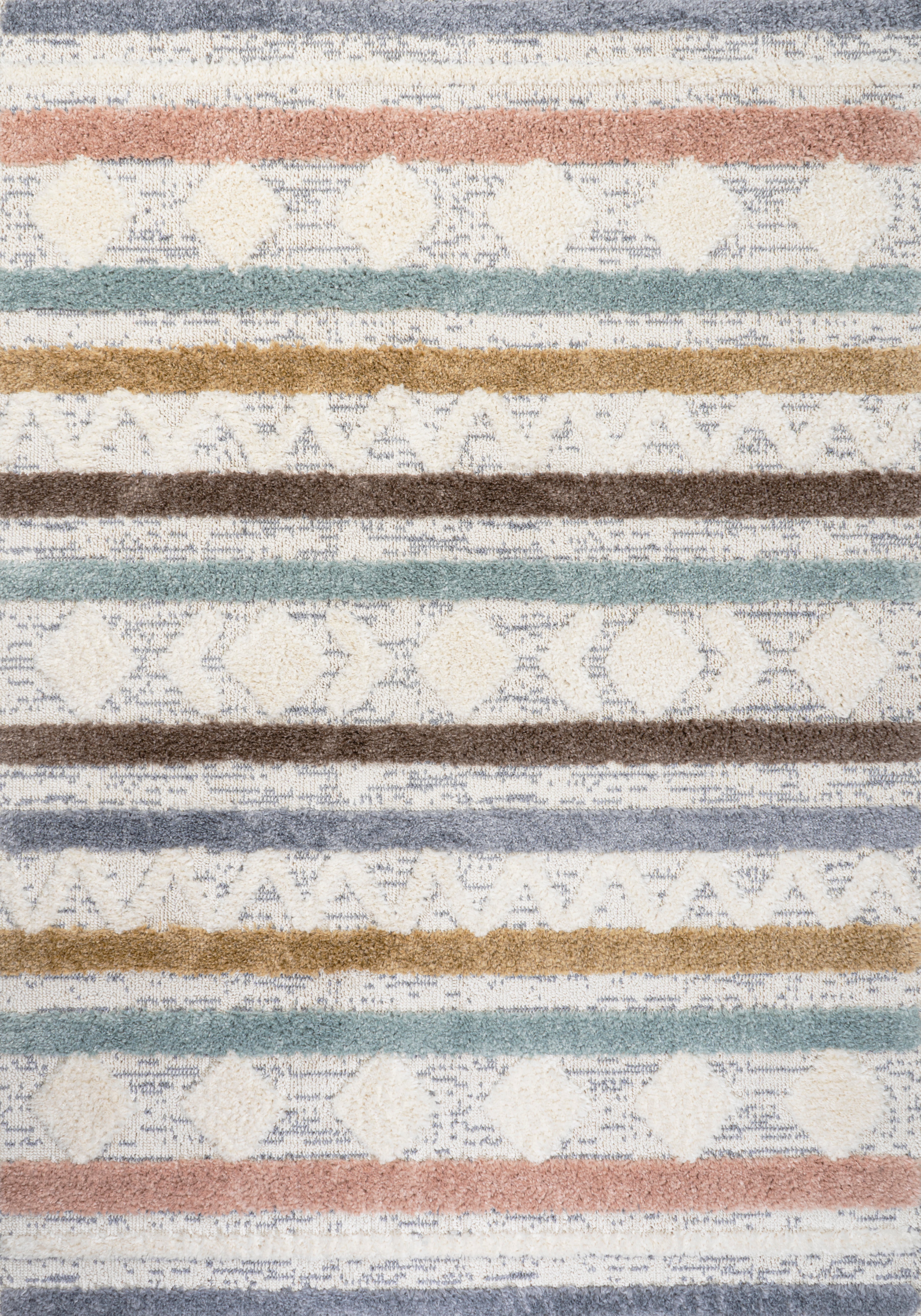 Faiza Moroccan Striped Geometric High-Low Area Rug