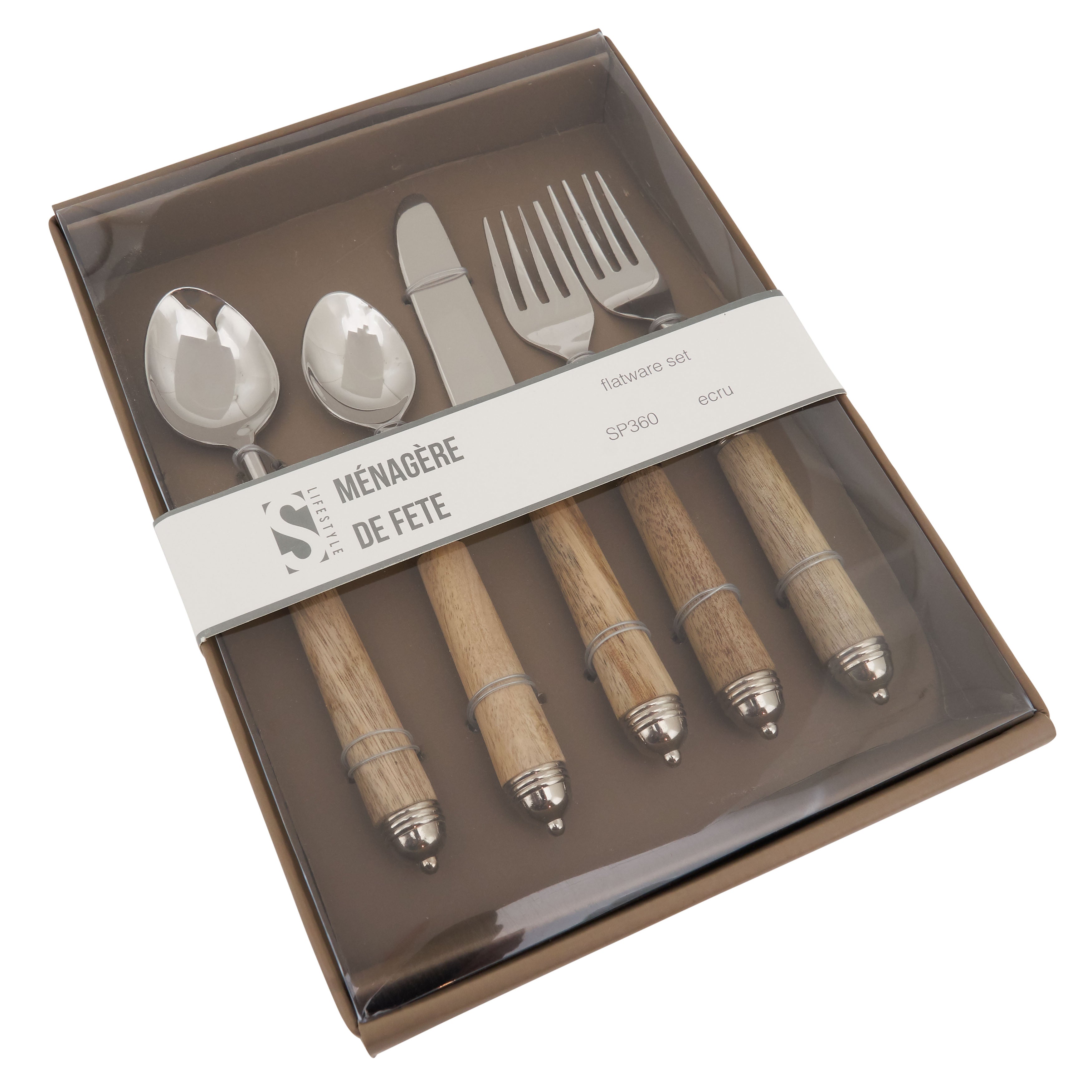 Bark Wood Flatware, Set of 5