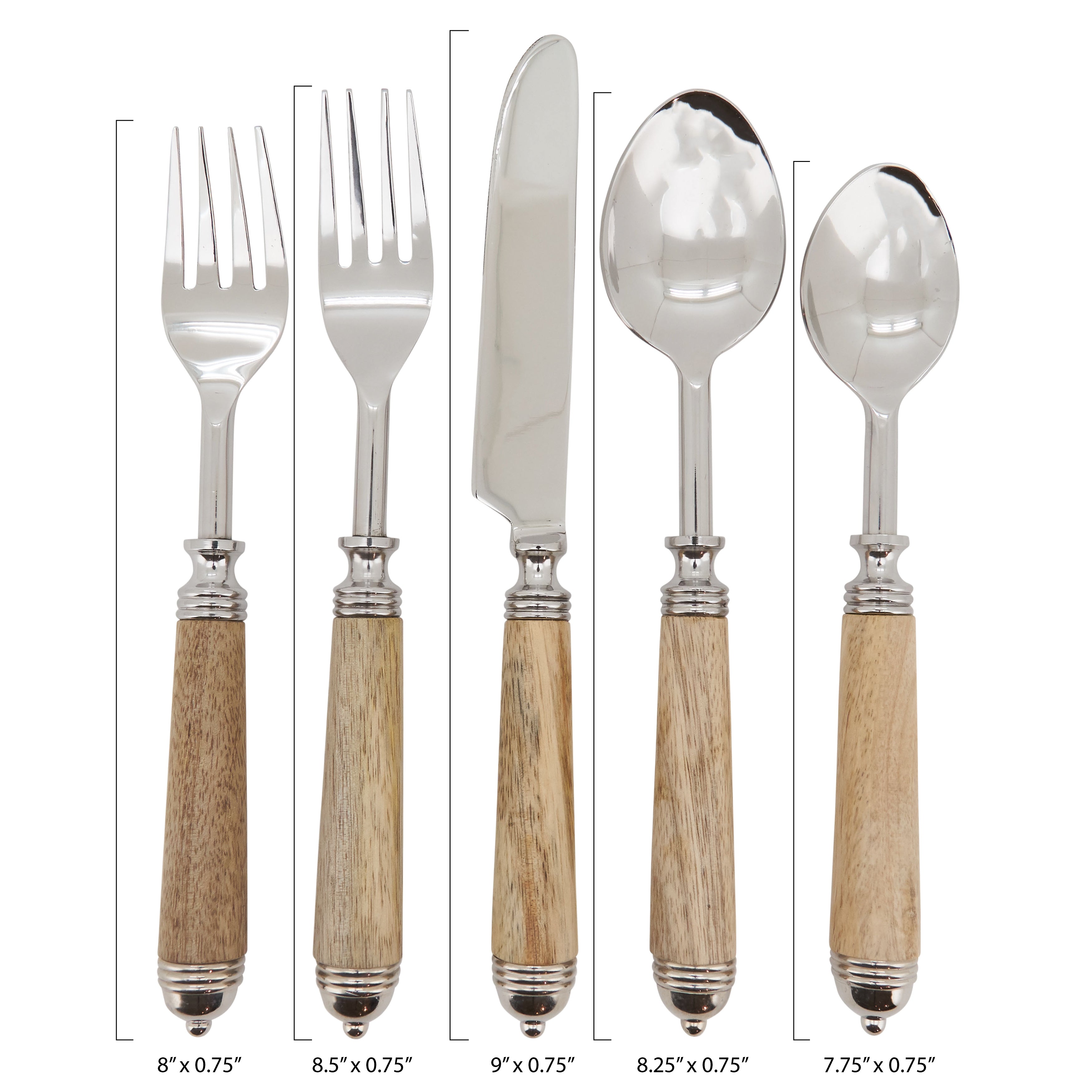 Bark Wood Flatware, Set of 5
