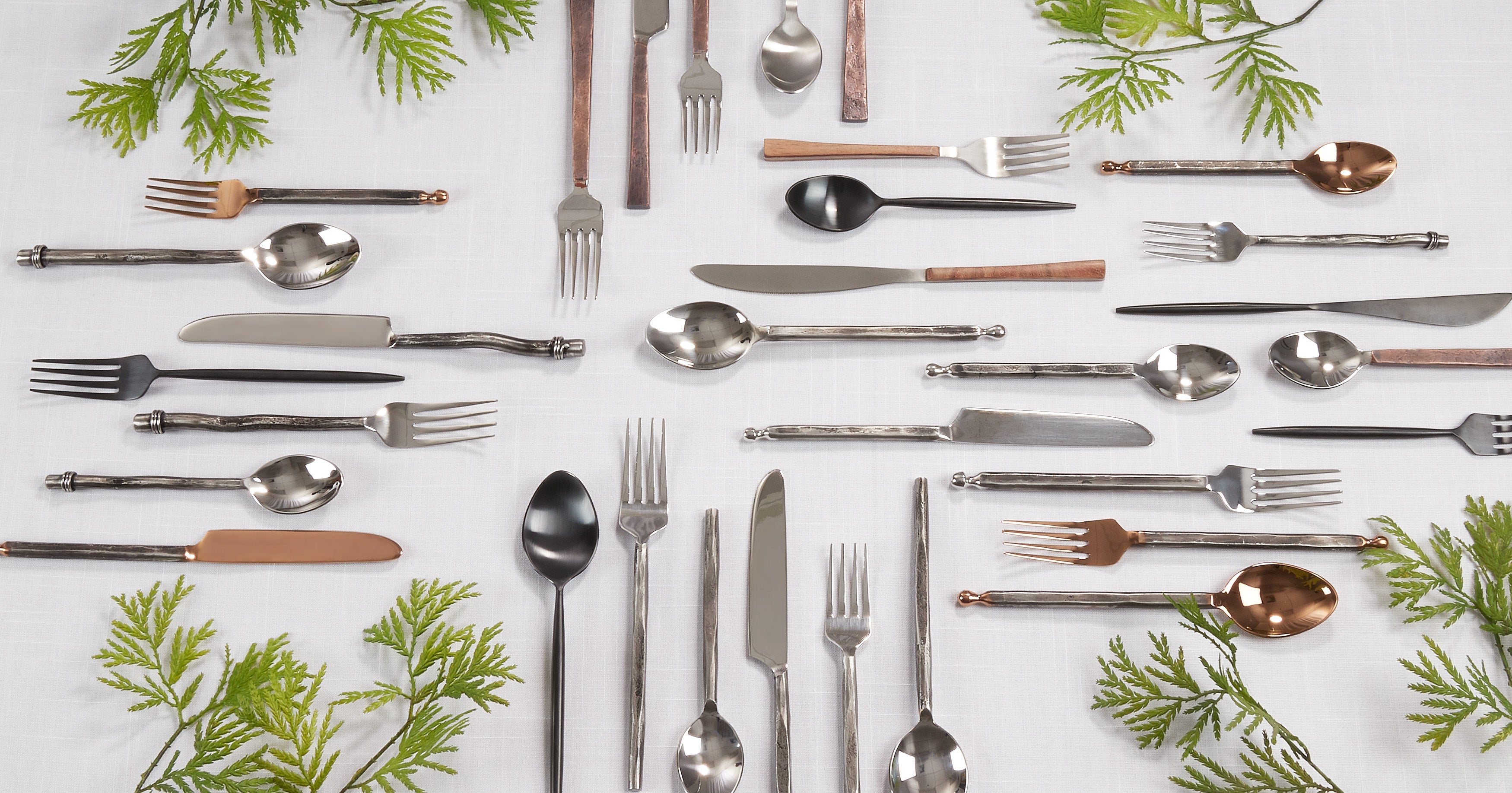 Wood Handle Stainless Steel Flatware, Set of 5