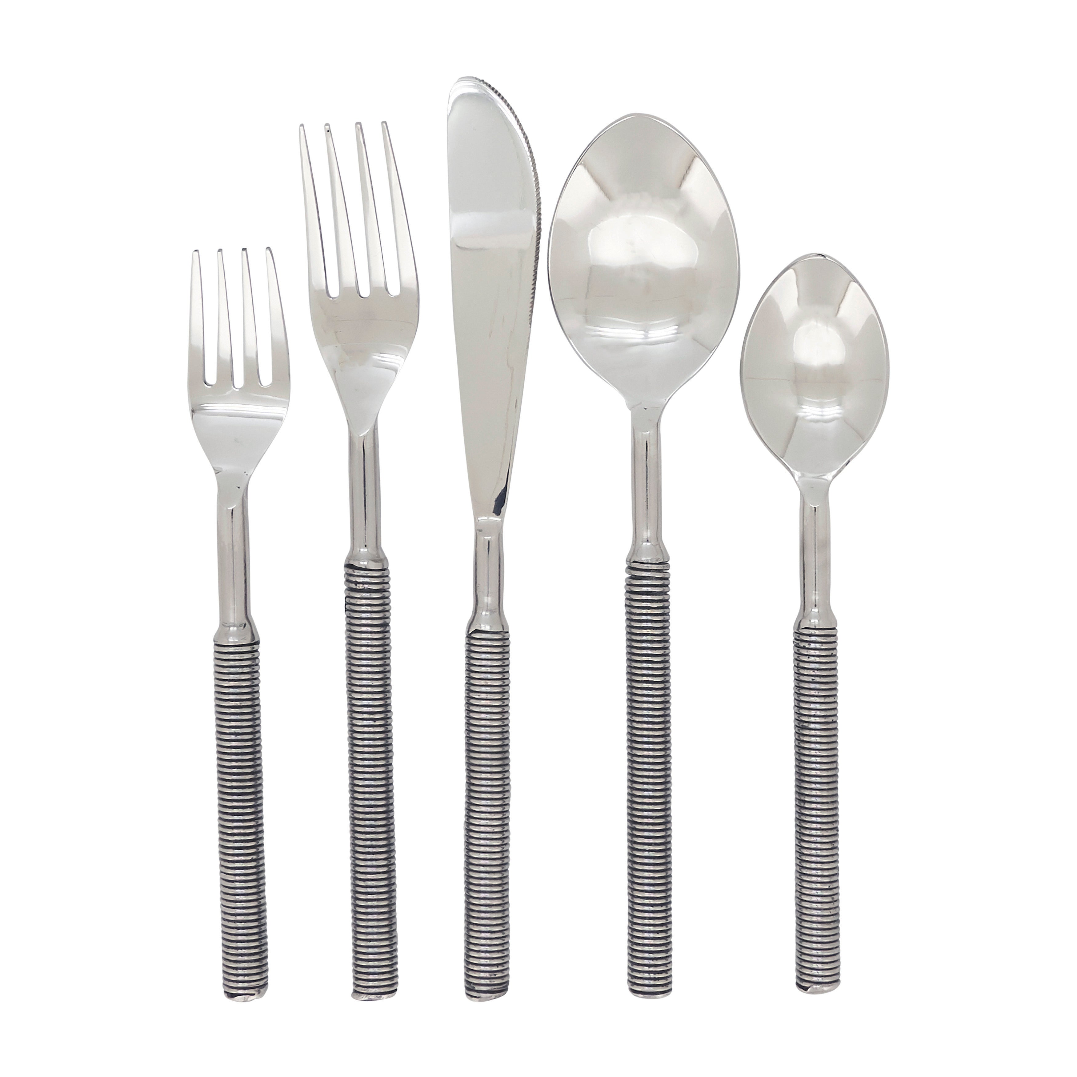 Sleek Ribbed Flatware, Set of 5