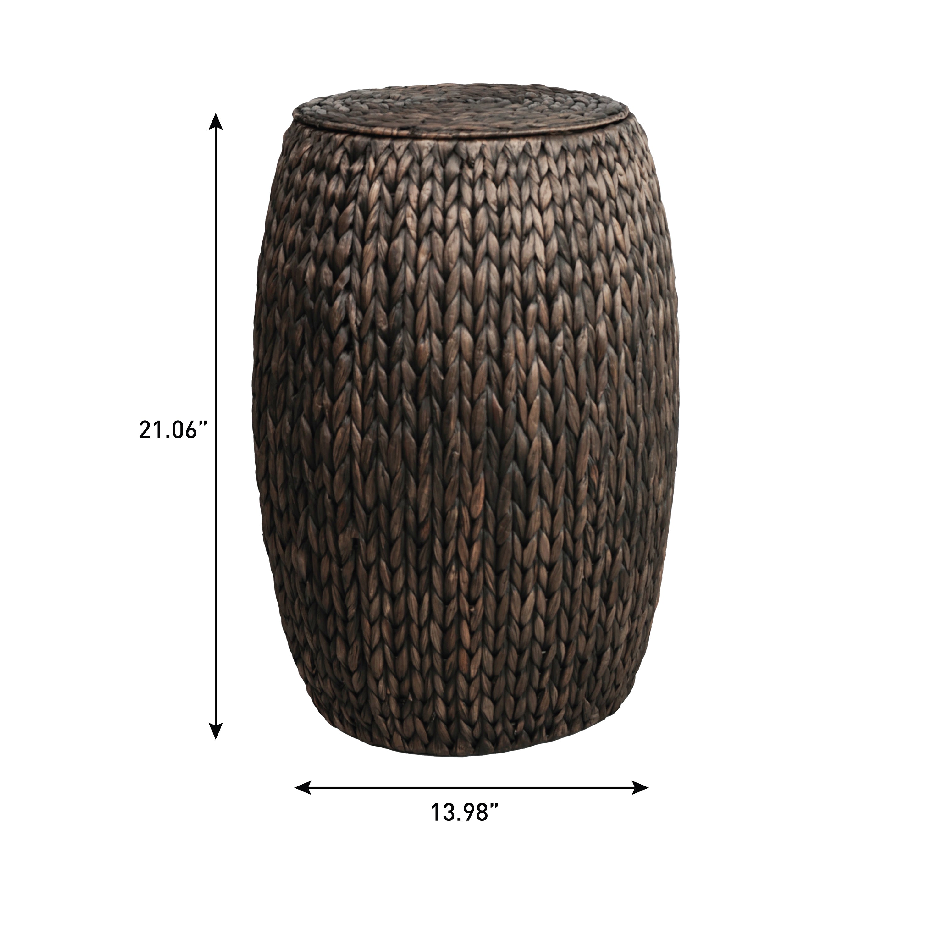 Colt Coastal Bohemian Handwoven Hyacinth Barrel Storage Stool with Lid